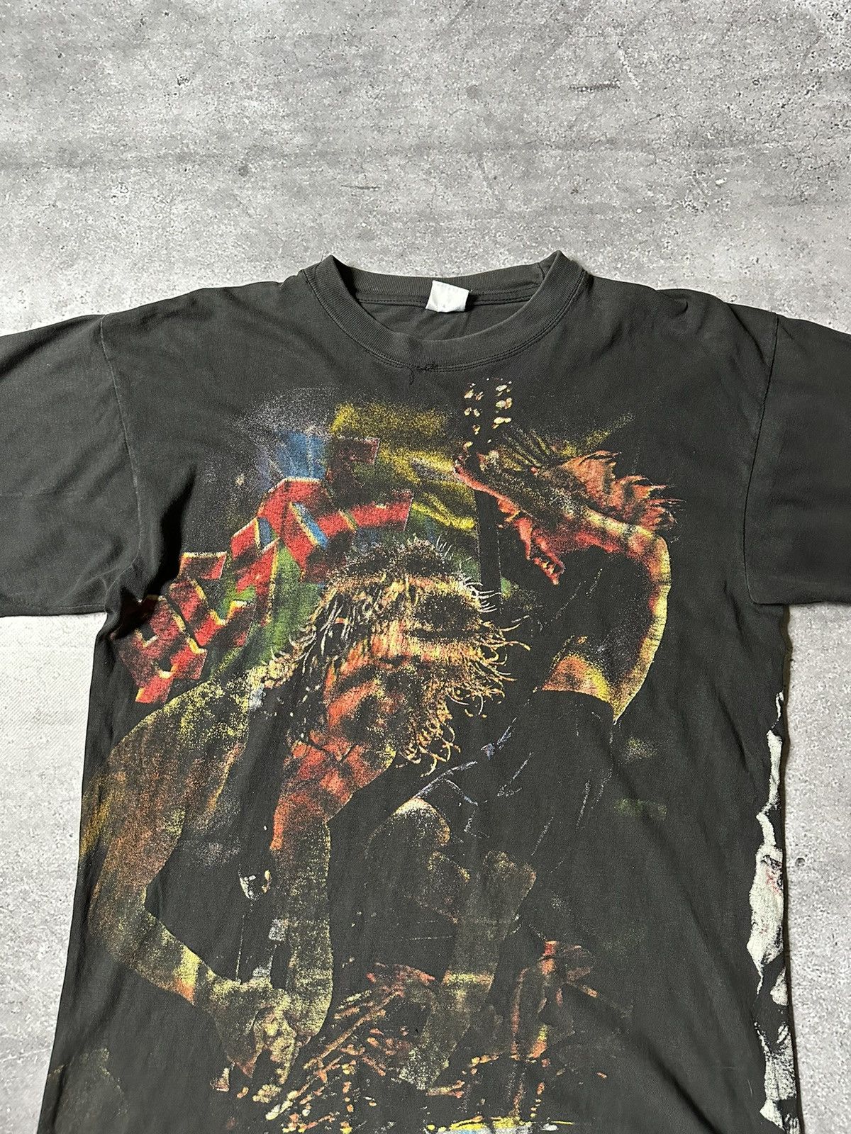 AC/DC × Band Tees × Vintage Vintage 90s AC/DC All Over Print Band T-Shirt Size US XL / EU 56 / 4 - 5 Thumbnail