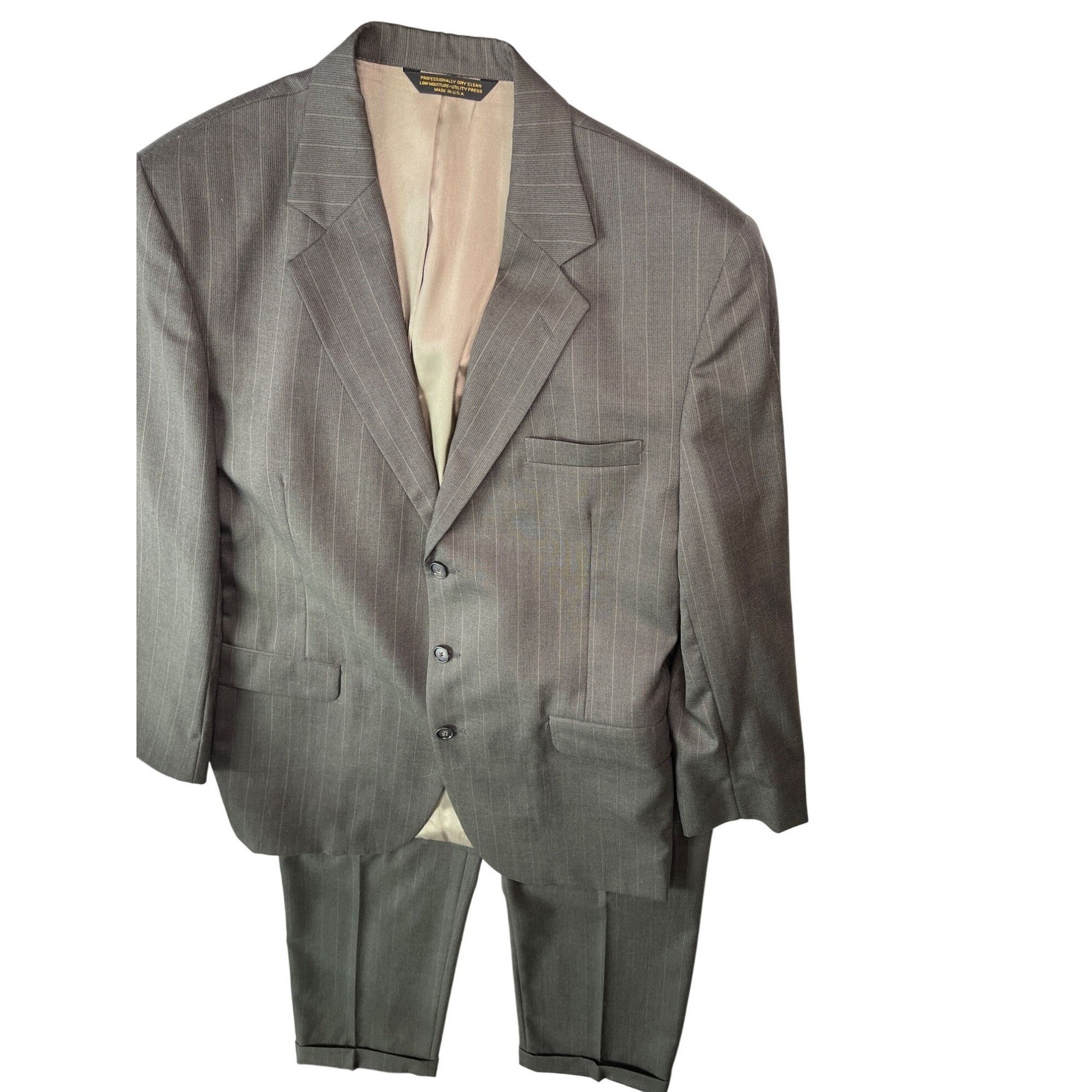Other Mens Gray Pinstripe Suit 42R 100% Worsted Wool Pants 34/31 B Size 42R - 24 Thumbnail