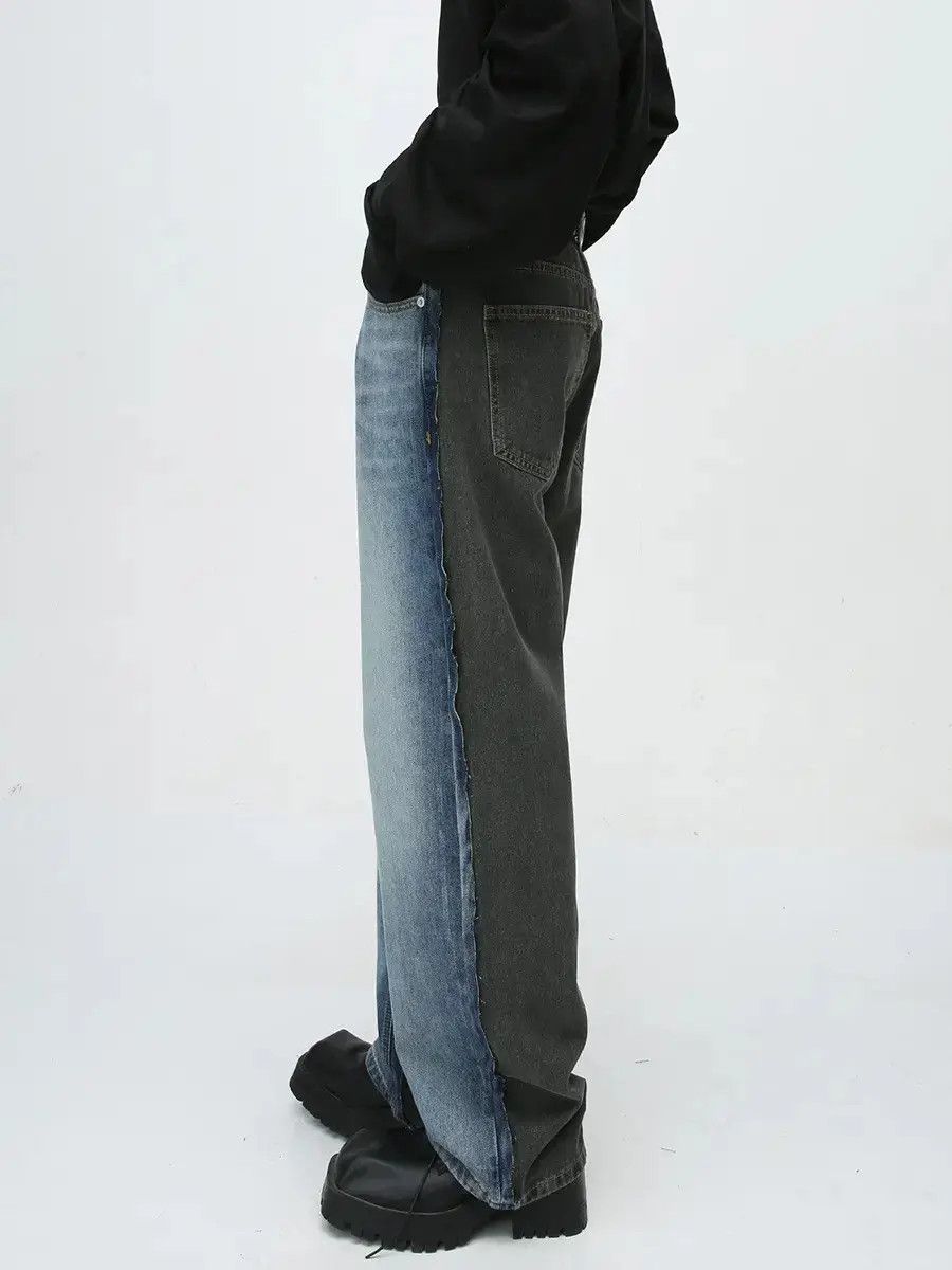 Japanese Brand Retro blue gray patchwork casual jeans Size US 32 / EU 48 - 3 Thumbnail