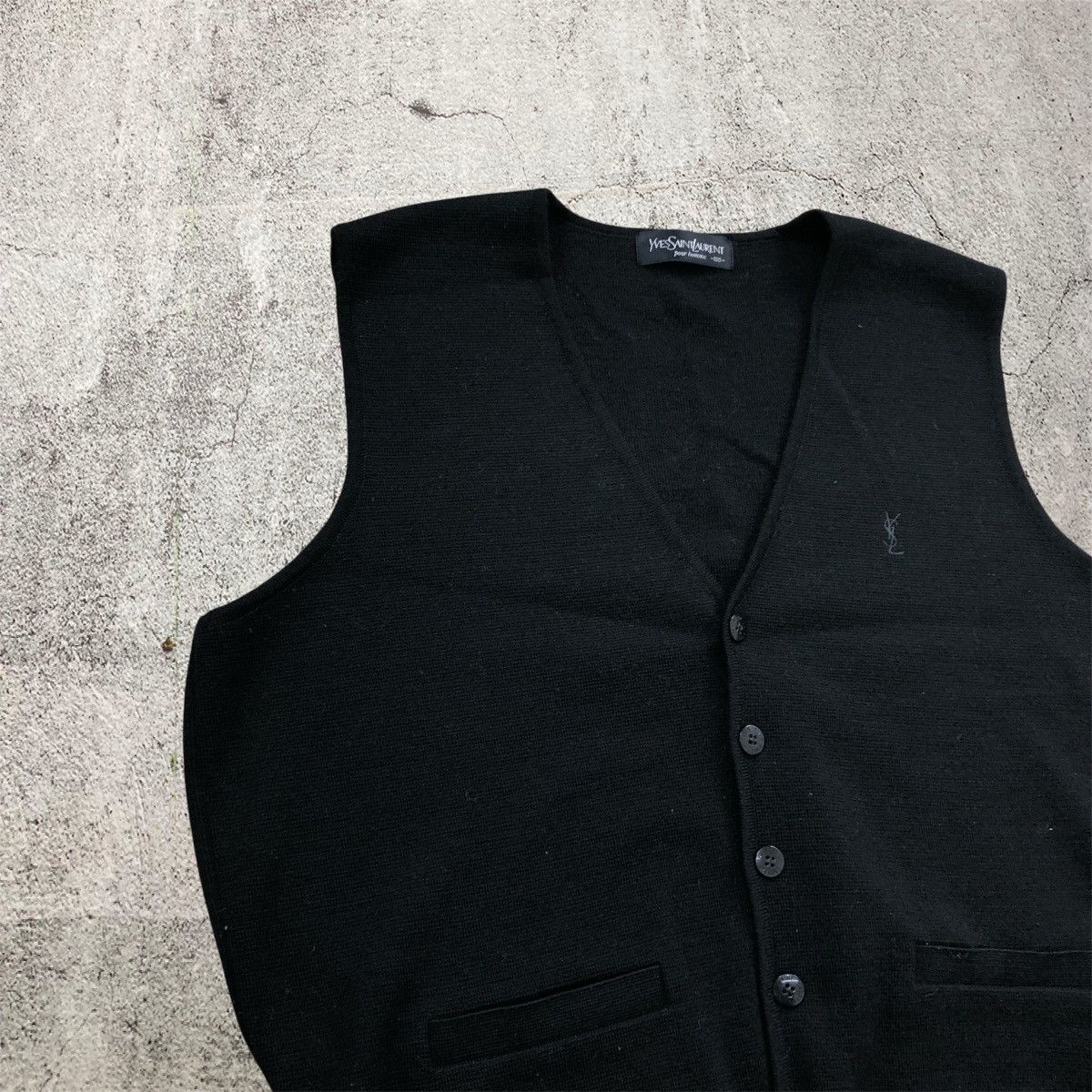 Yves Saint Laurent Vintage Yves Saint Laurent Pour Homme Knit Vest Black Luxury Size US L / EU 52-54 / 3 - 3 Thumbnail