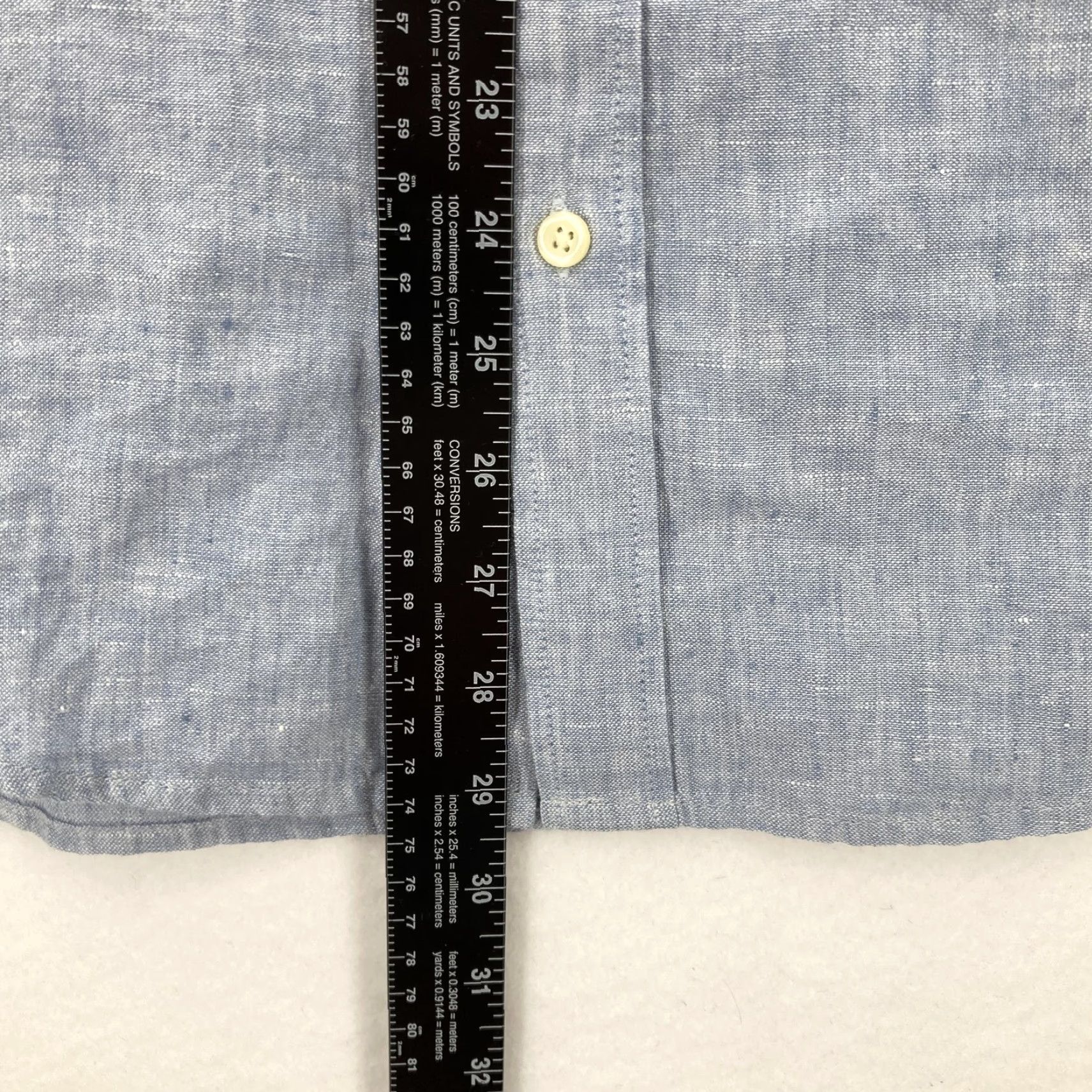 J.Crew J.CREW Shirt Mens Large Blue Linen Chambray Short Sleeve Slim Preppy Nautical Mens Size US L / EU 52-54 / 3 - 6 Thumbnail