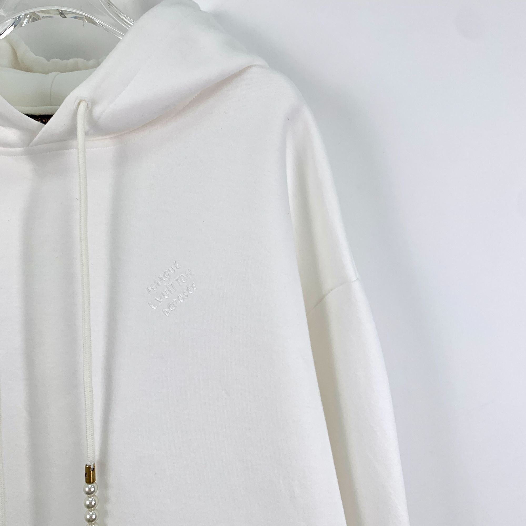 Louis Vuitton Louis Vuitton White Cotton Hooded Sweatshirt W/ Pearl Drawst Size US XXL / EU 58 / 5 - 7 Thumbnail