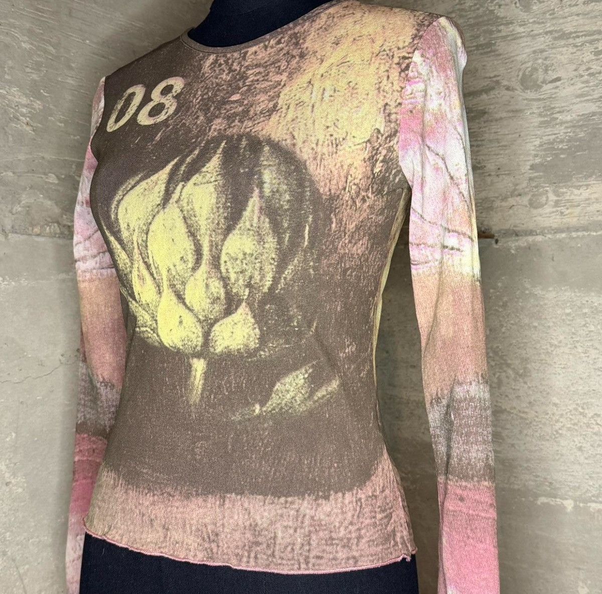 1990s Cop Copine Artichoke Mesh Print Long Sleeve