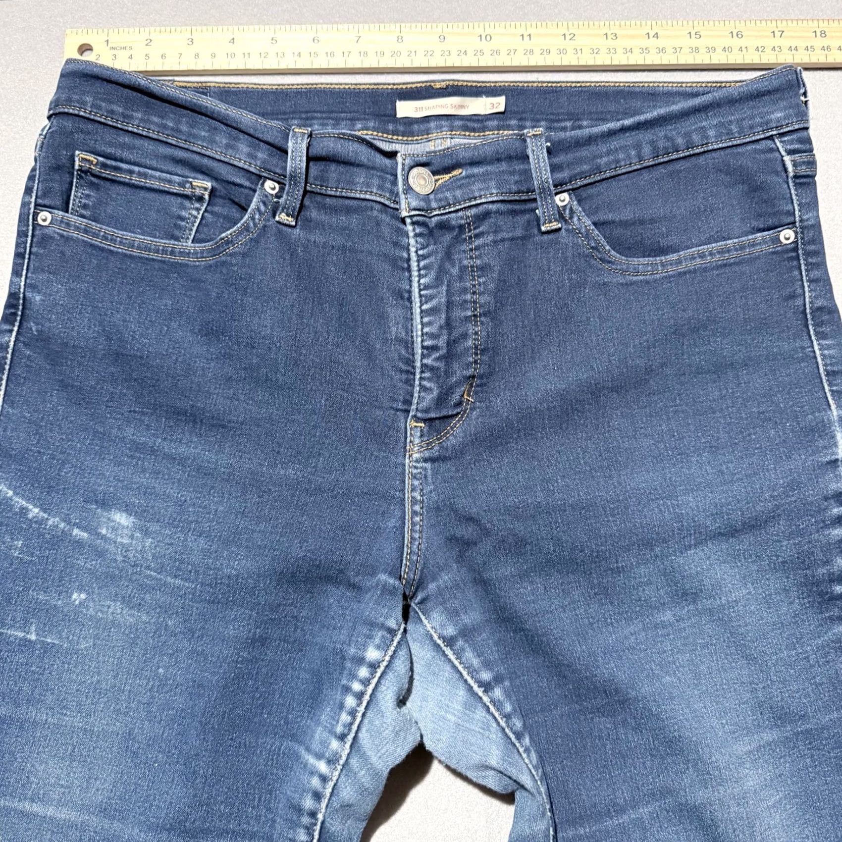 Levi's Levi's 311 Shaping Skinny Jeans Women's 32 Dark Wash Denim Slim Zip Fly - Stains Jeans Blue Women 90s Vintage Style Size 24" / US 00 / IT 34 - 3 Thumbnail