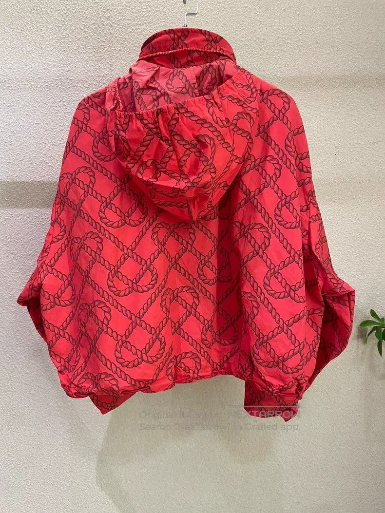 Hermes Hermes Red Rope Knot Printed Windbreaker Jacket Size XXS / US 00 / IT 34 - 2 Thumbnail