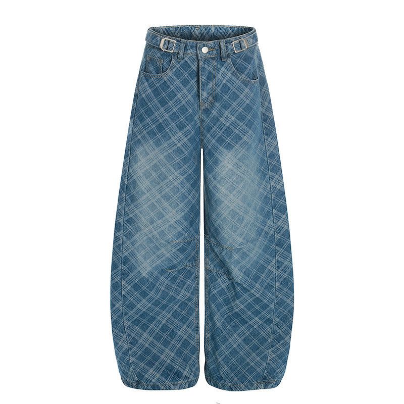 Japanese Brand American-style washed distressed mesh wide-leg jeans for men Size US 32 / EU 48 - 1 Thumbnail