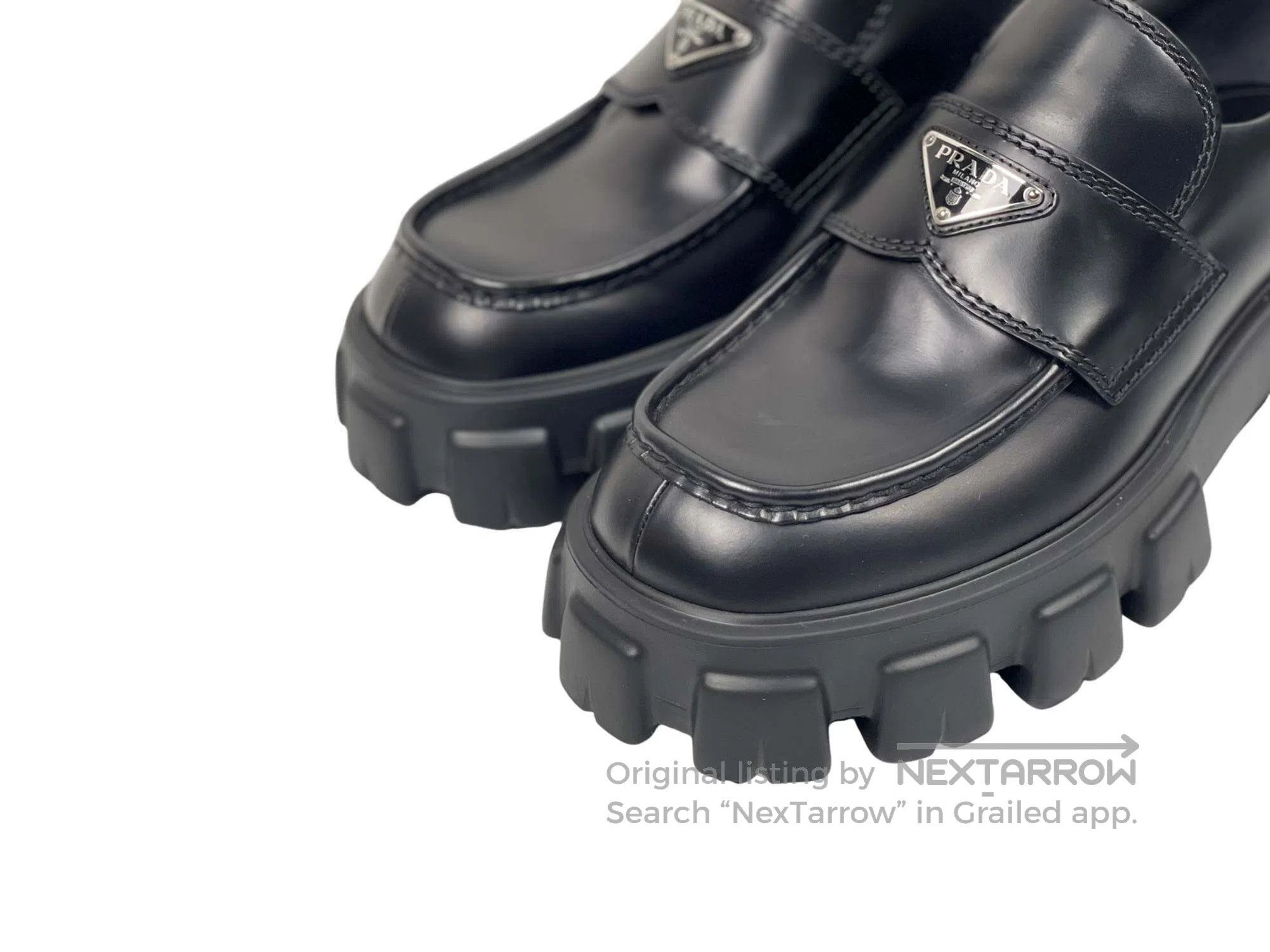 Prada Prada Classic Triangular Logo Tire Thick Sole Loafers Size US 9.5 / IT 39.5 - 2 Thumbnail