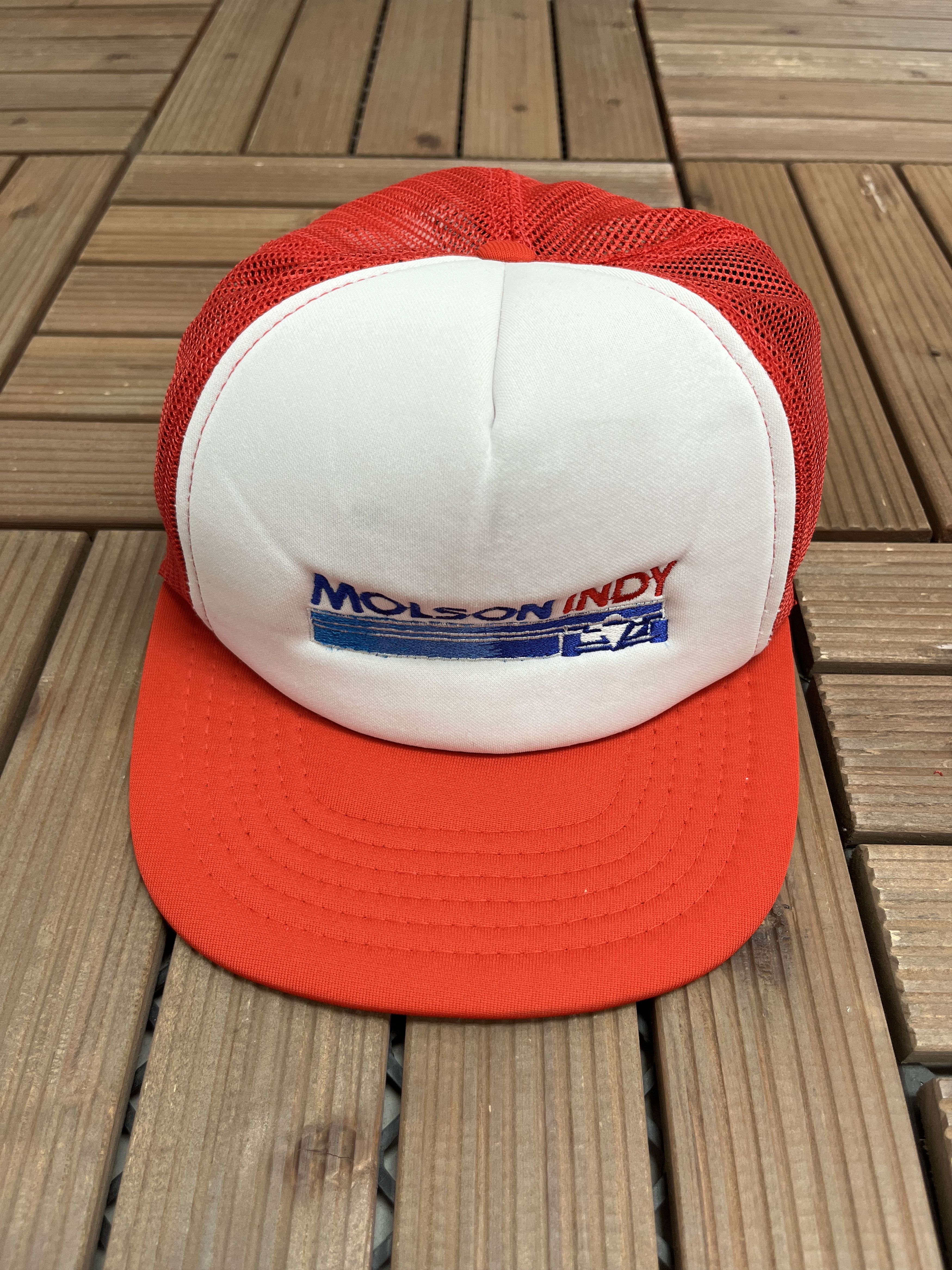 Vintage Molson Indy Embroidered Vintage White Trucker Hat Cap Size ONE SIZE - 2 Thumbnail