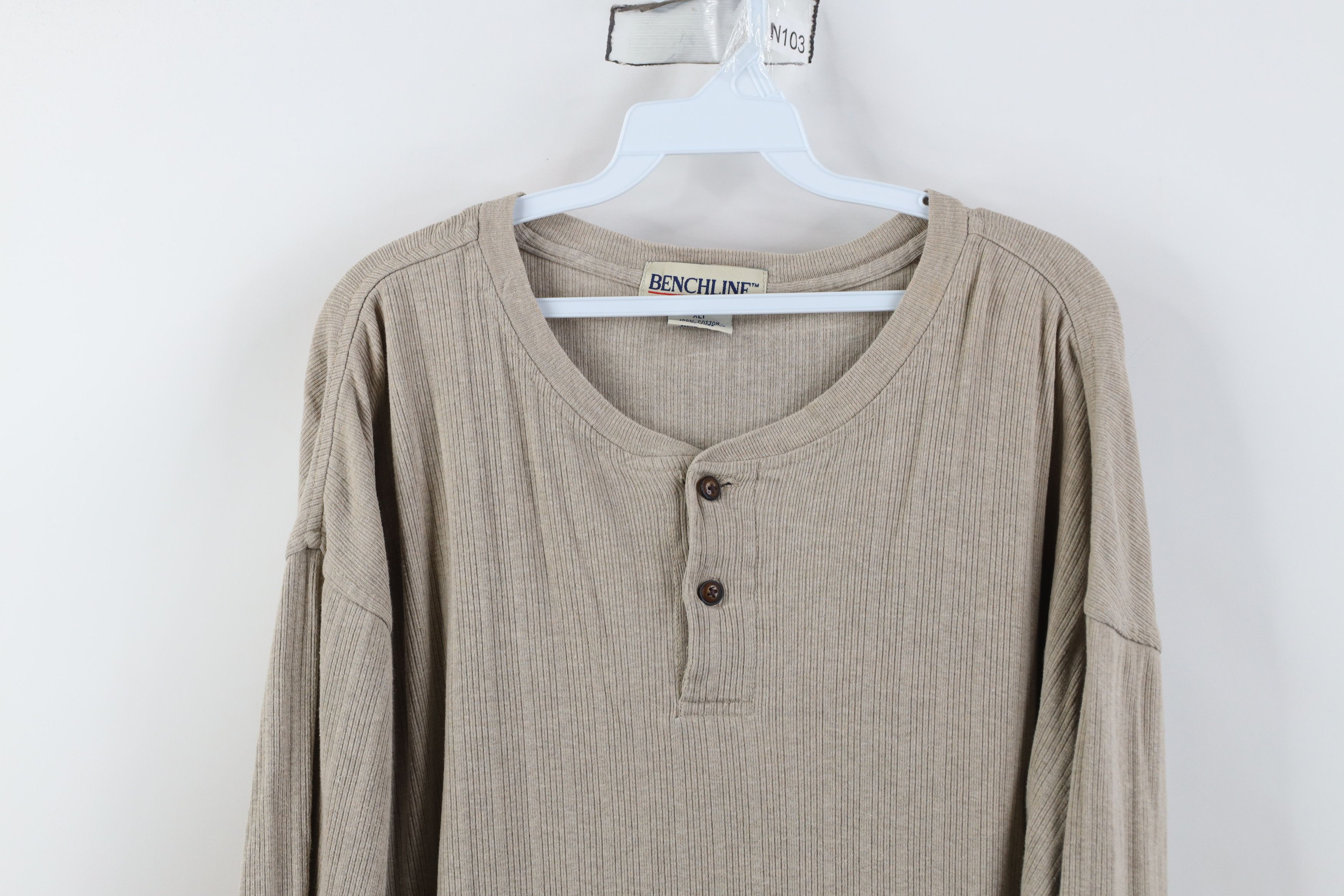 Vintage Vintage 90s Streetwear Ribbed Long Sleeve Henley T-Shirt Size US XL / EU 56 / 4 - 2 Thumbnail