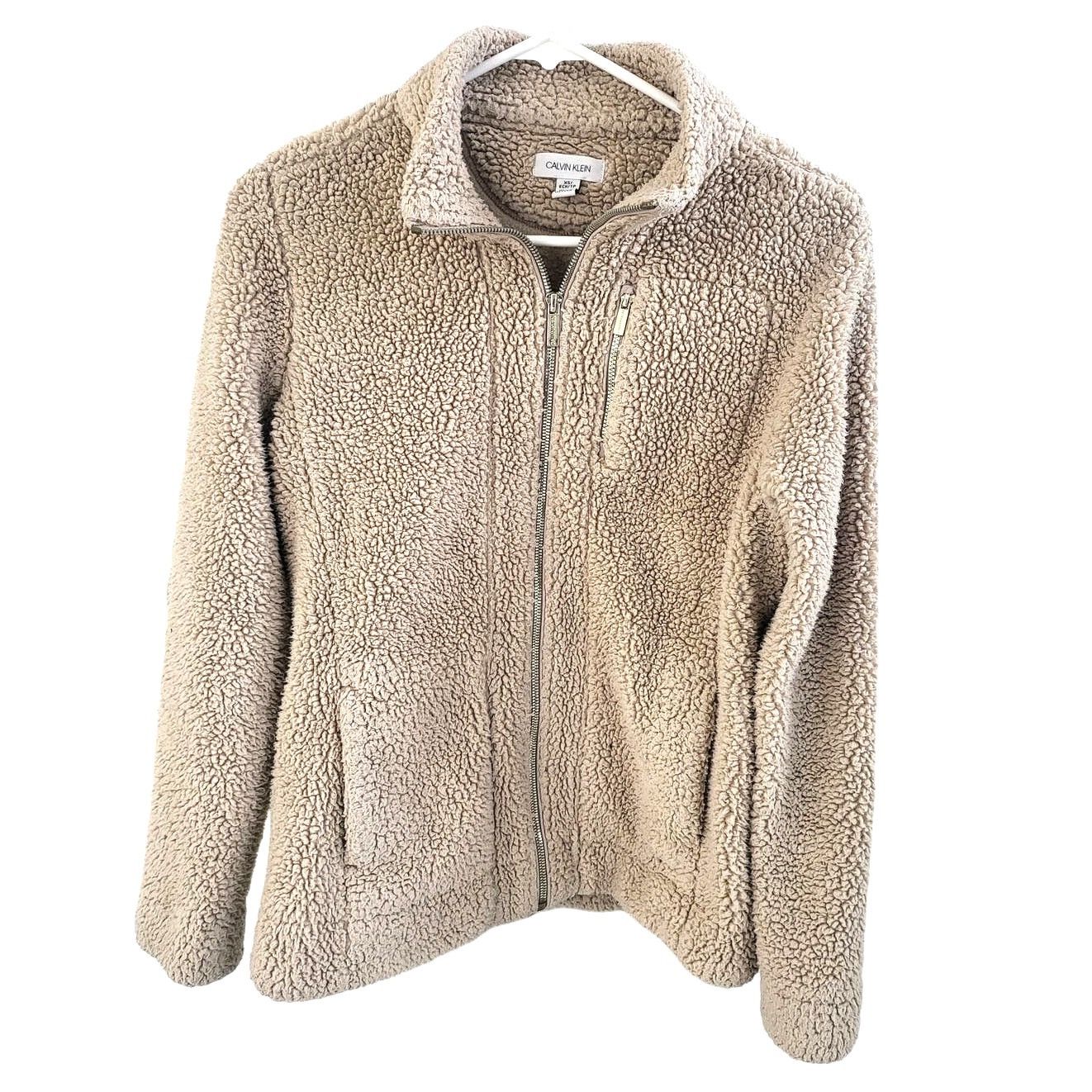 Calvin Klein Calvin Klein Tan Front Zip Sherpa Jacket - XS Size XS / US 0-2 / IT 36-38 - 1 Thumbnail