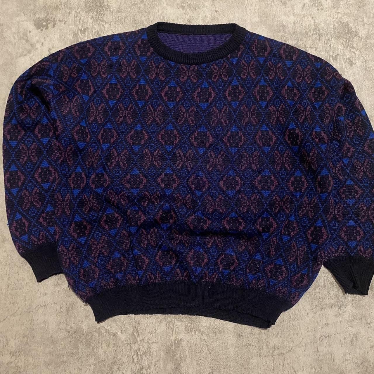Other Blue and purple vintage 90s knit sweater streetwear Size US L / EU 52-54 / 3 - 1 Thumbnail