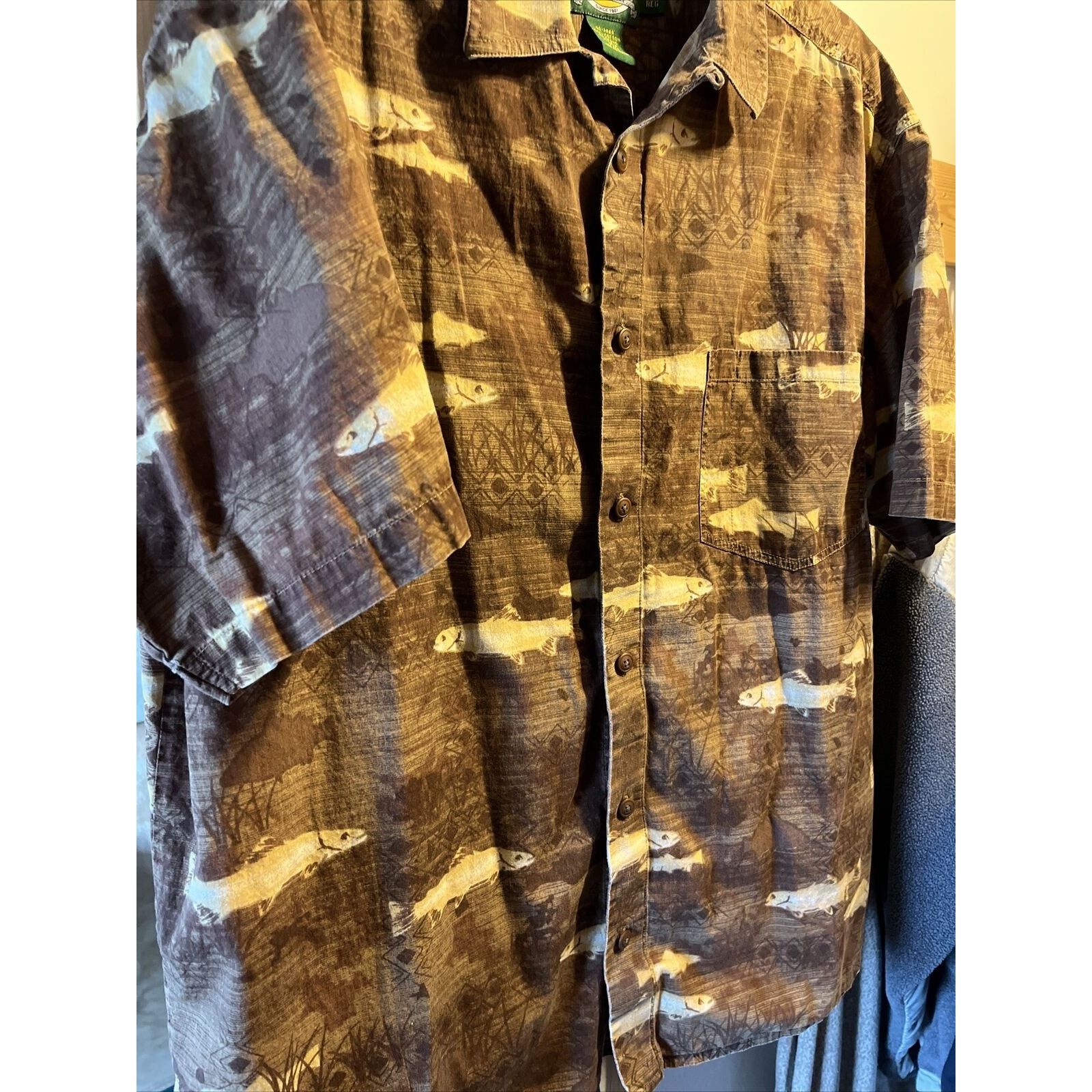 Cabelas Cabelas Shirt Mens L Button Brown Fish All Over Print Cotton Size US L / EU 52-54 / 3 - 5 Thumbnail