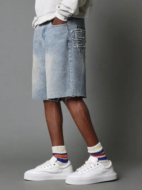 Jean Jeans Denim Shorts Jorts Graphic Drip Size US 30 / EU 46 - 2 Thumbnail