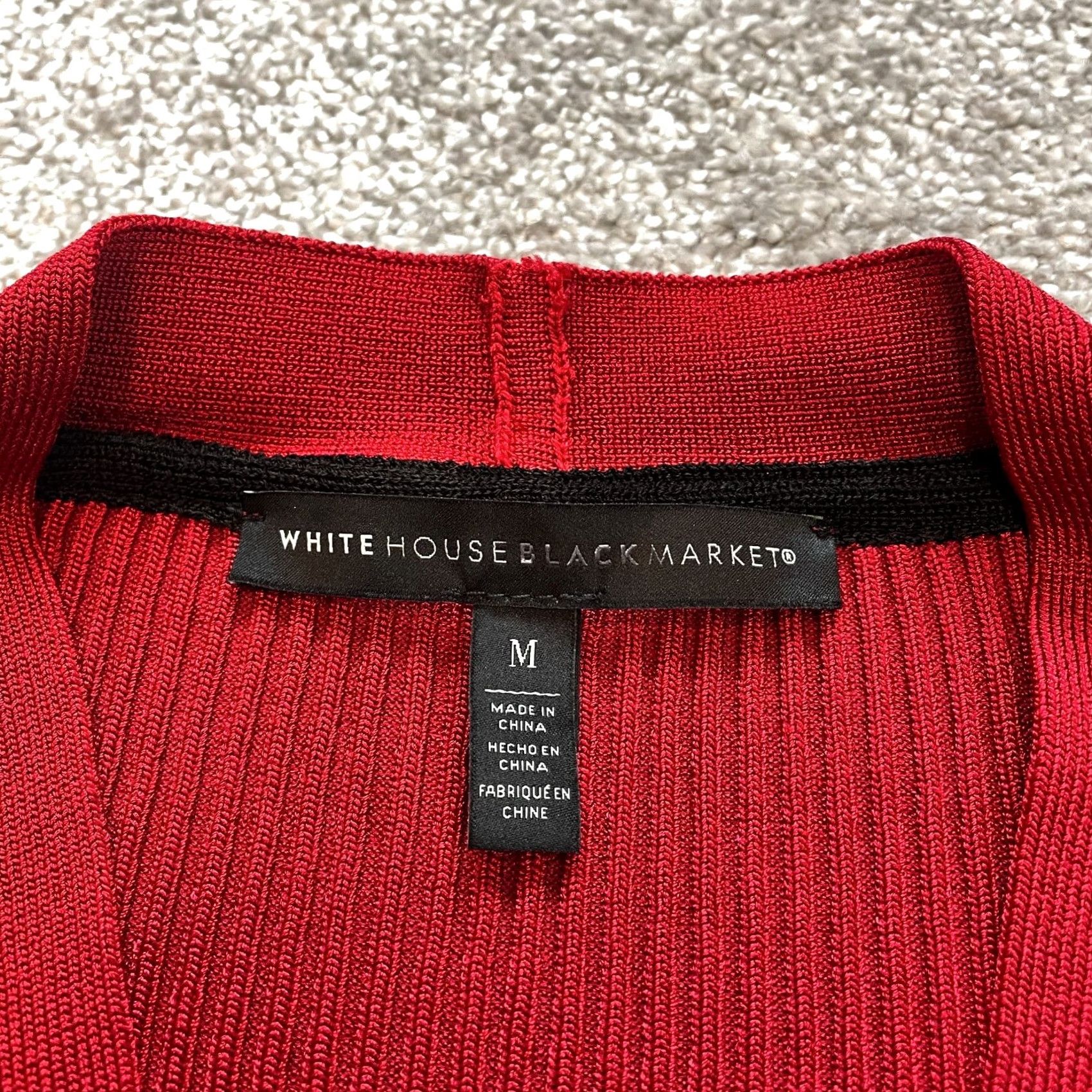 White House Black Market White House Black Market Shirt Womens M Red Ribbed Kimono Long Sleeve Top Size M / US 6-8 / IT 42-44 - 3 Thumbnail