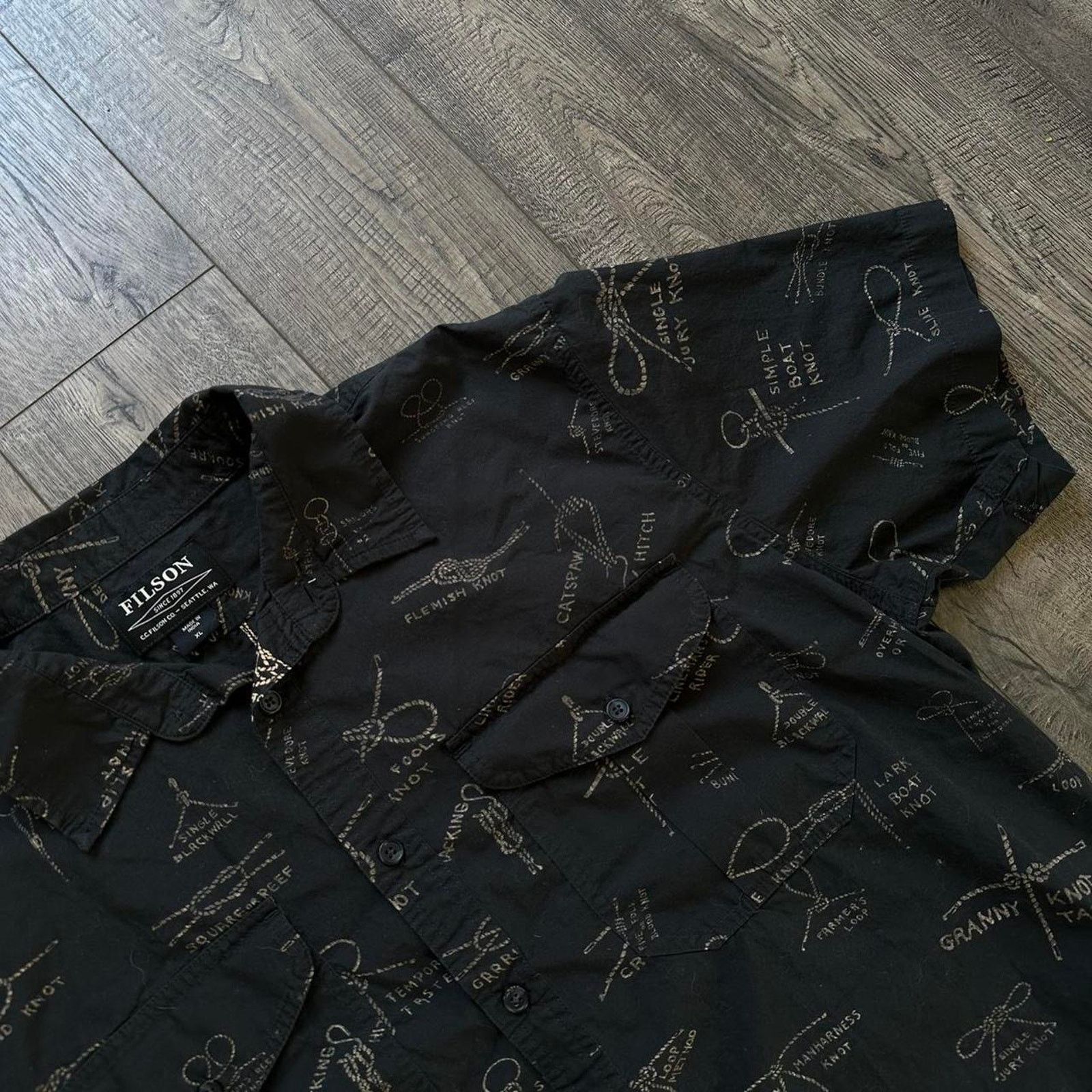 Filson Black Faded Cotton Filson Knot Button Up Short Sleeve Camp Size US XL / EU 56 / 4 - 6 Thumbnail