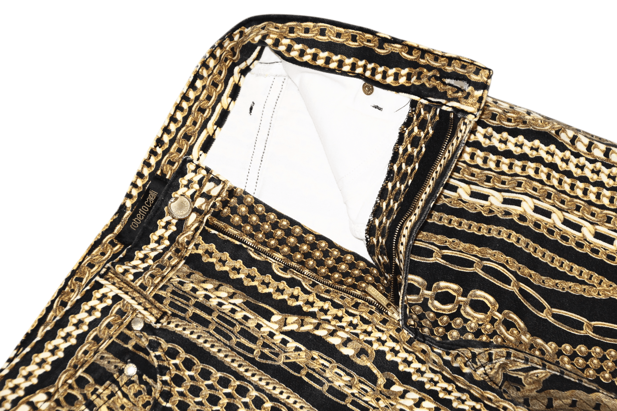 Roberto Cavalli Made in Italy. Roberto Cavalli Gold Chain Y2K Luxury Jeans Size US 28 / EU 44 - 6 Thumbnail