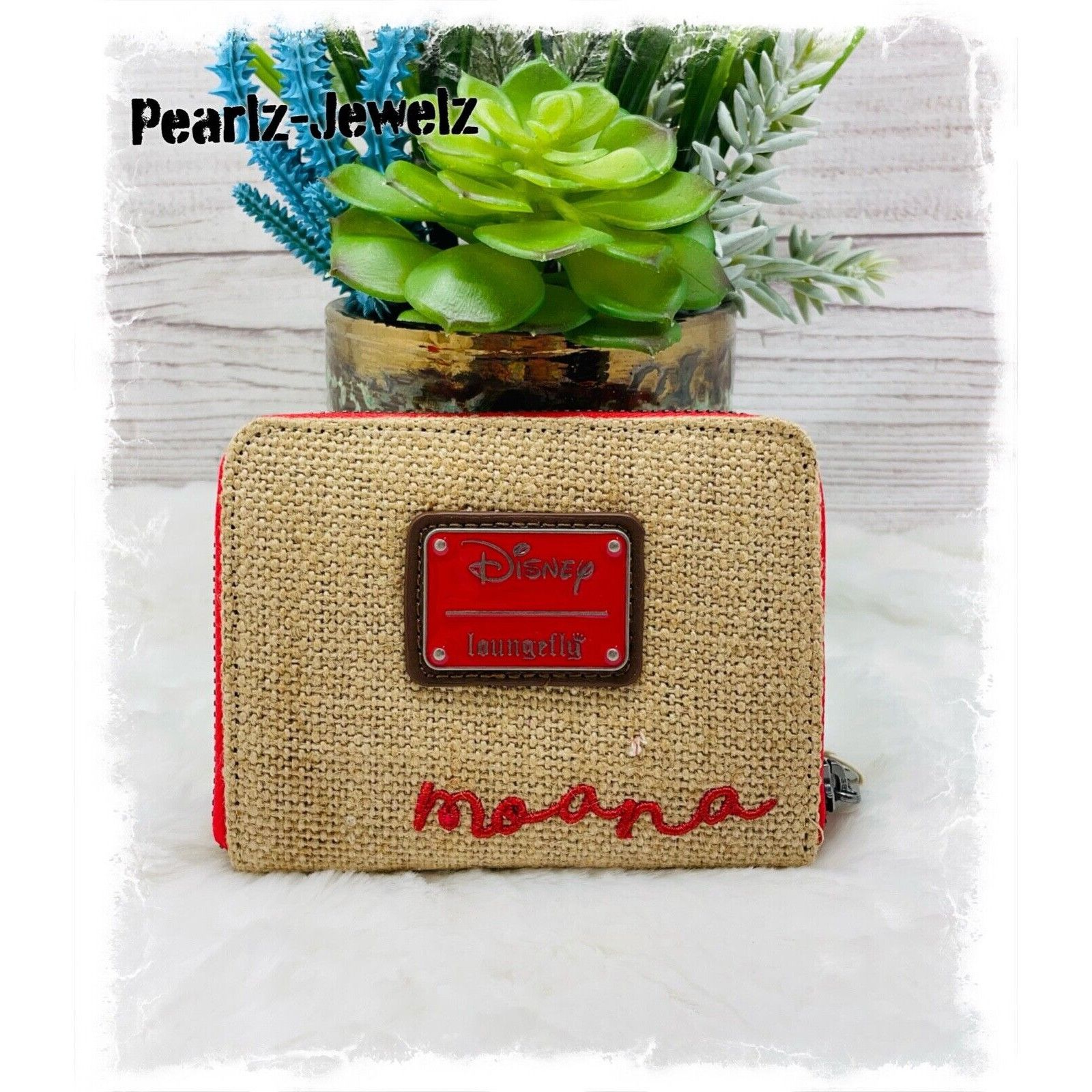 Disney Loungefly Disney Moana Floral Canvas Burlap Small Zip Around Size ONE SIZE - 2 Thumbnail