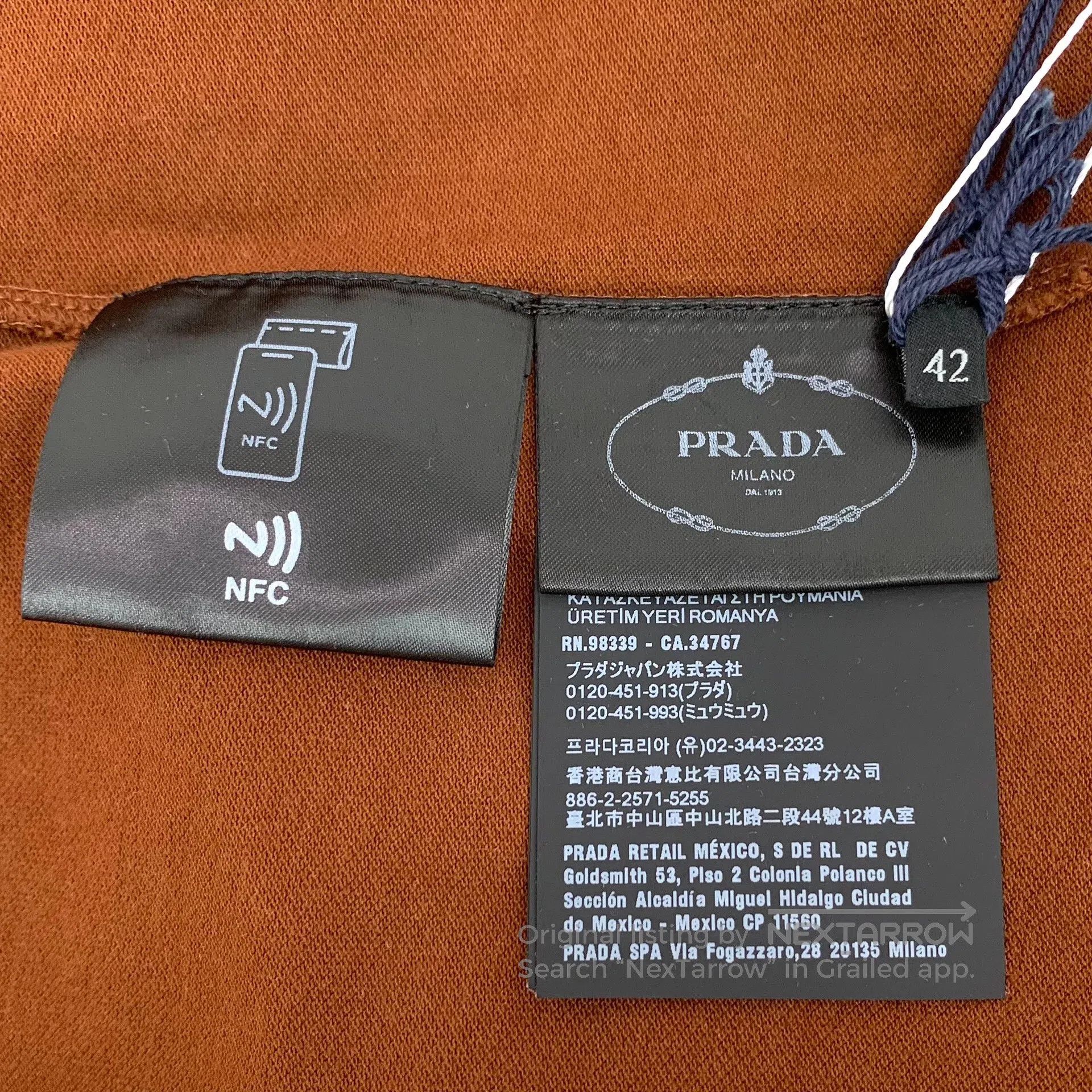 Prada Prada Deep Brown Triangular Logo Cotton Lapel Single Breas Size US XS / EU 42 / 0 - 8 Thumbnail