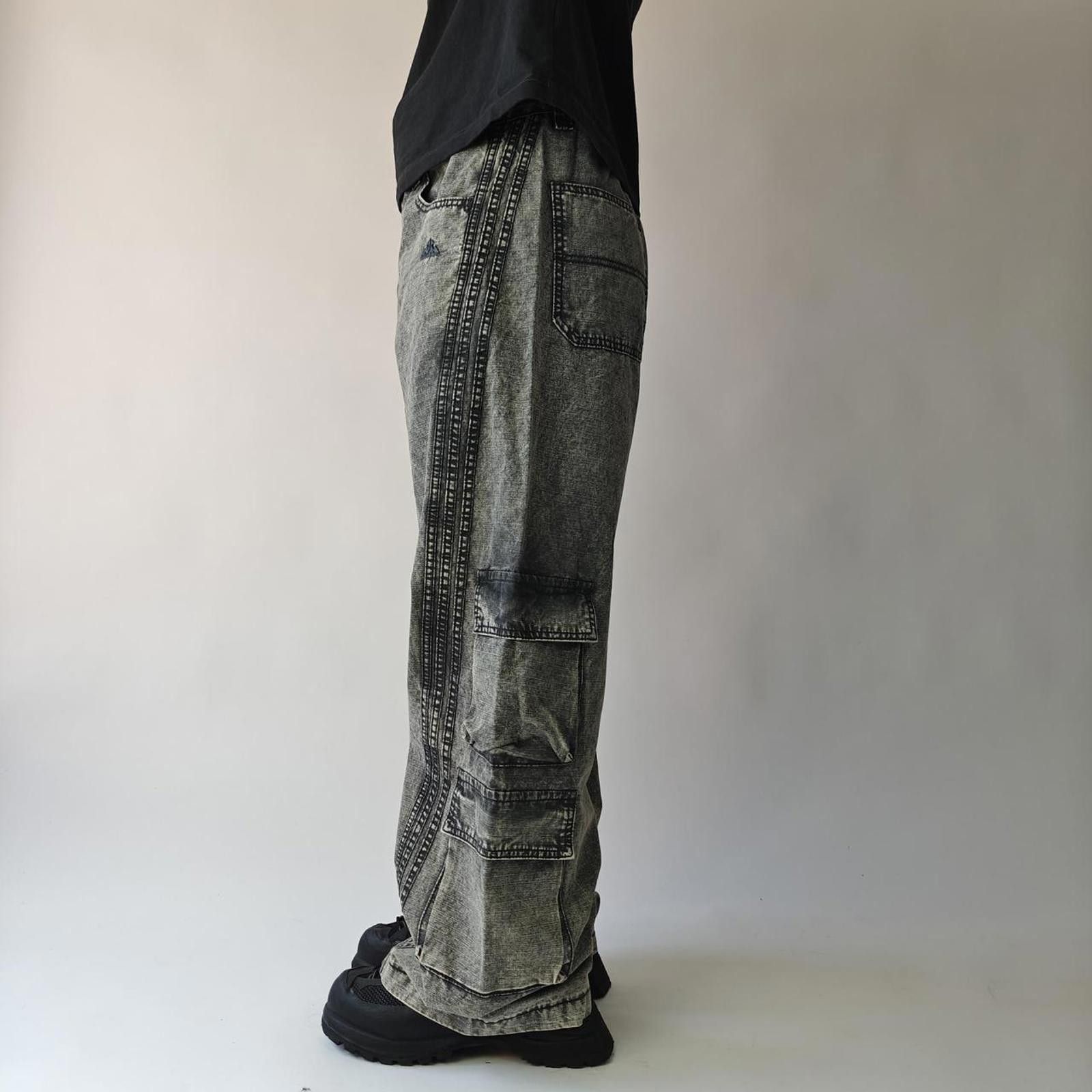 Other Grey Stonewashed Wide Leg Technical Cargo Trousers Size US 31 - 3 Thumbnail