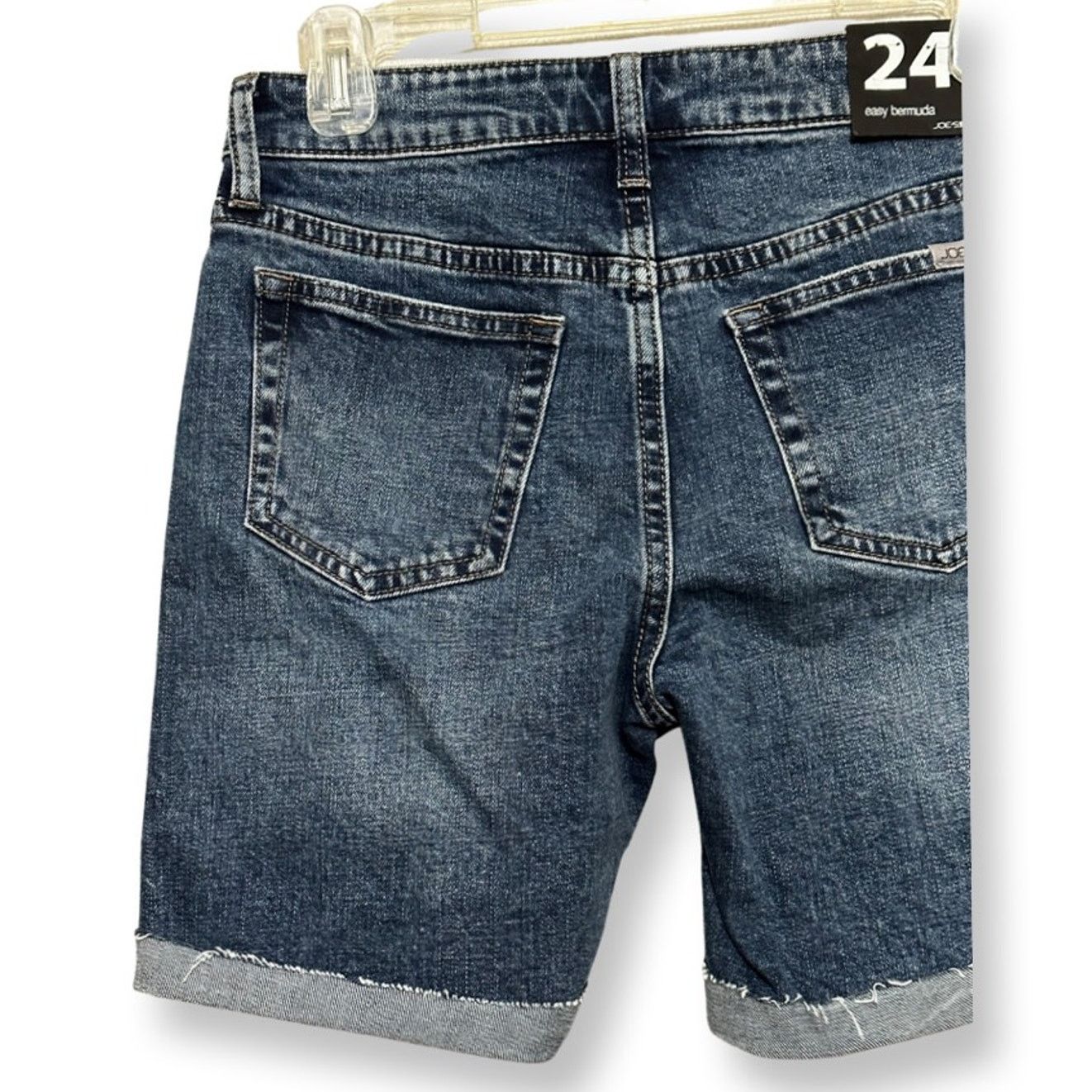 Joe's Joes Jeans Jean Shorts Cuffed Dark Whiskered Raw Hem 24 New Size 24" / US 00 / IT 34 - 6 Thumbnail