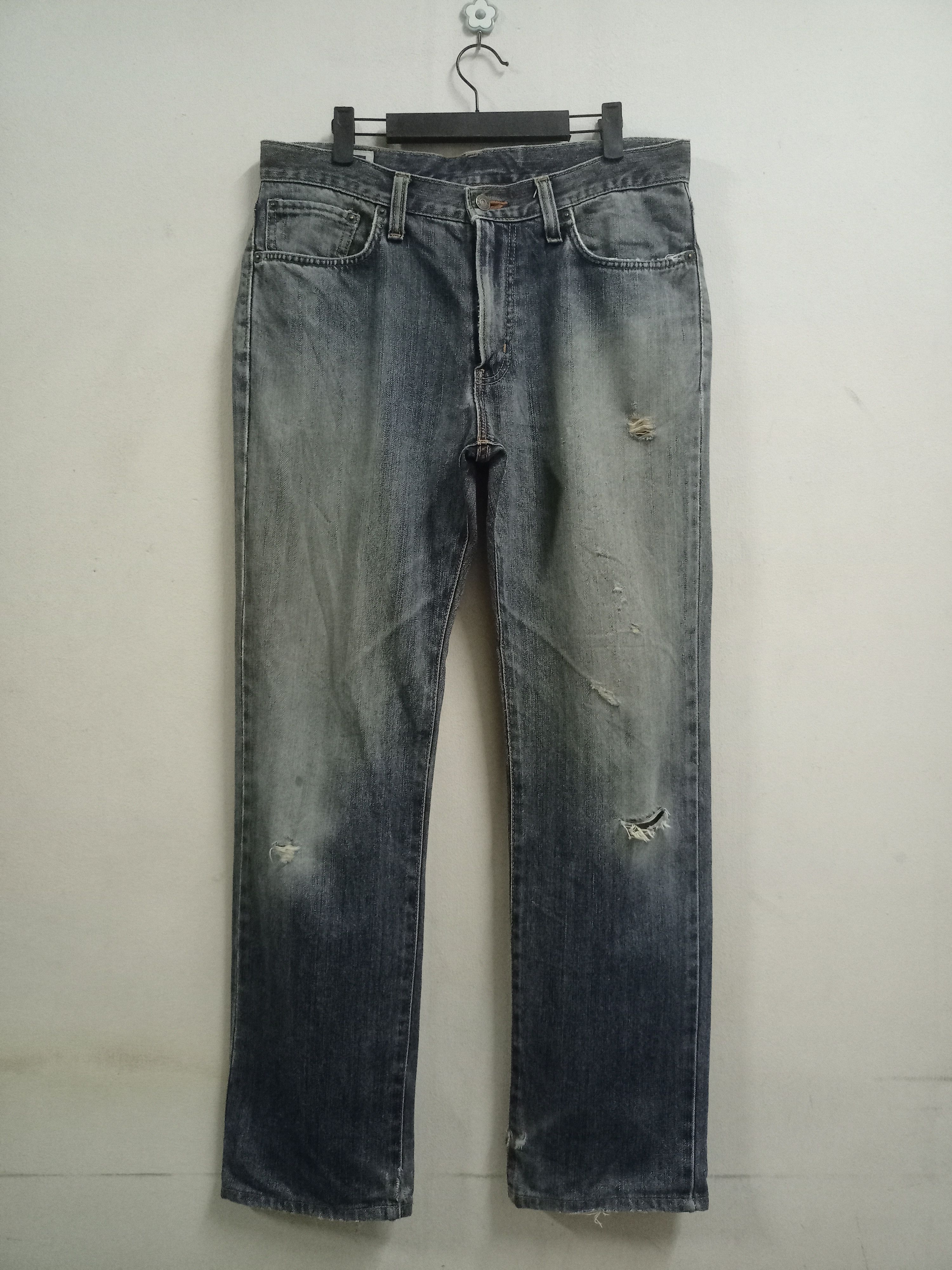 image of Distressed Denim x Edwin Vintage Japanese Edwin Distressed Baggy Jeans in Blue, Men's (Size 34)