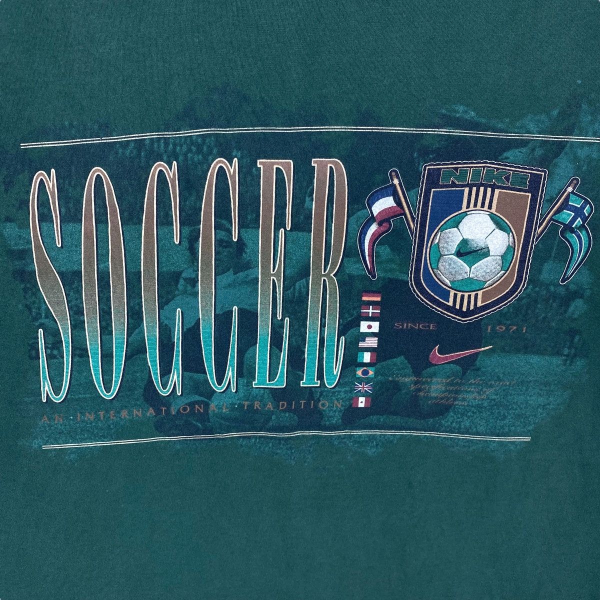 Nike × Vintage Vintage 90's NIKE SOCCER An International Traditional Tee Size US L / EU 52-54 / 3 - 5 Thumbnail