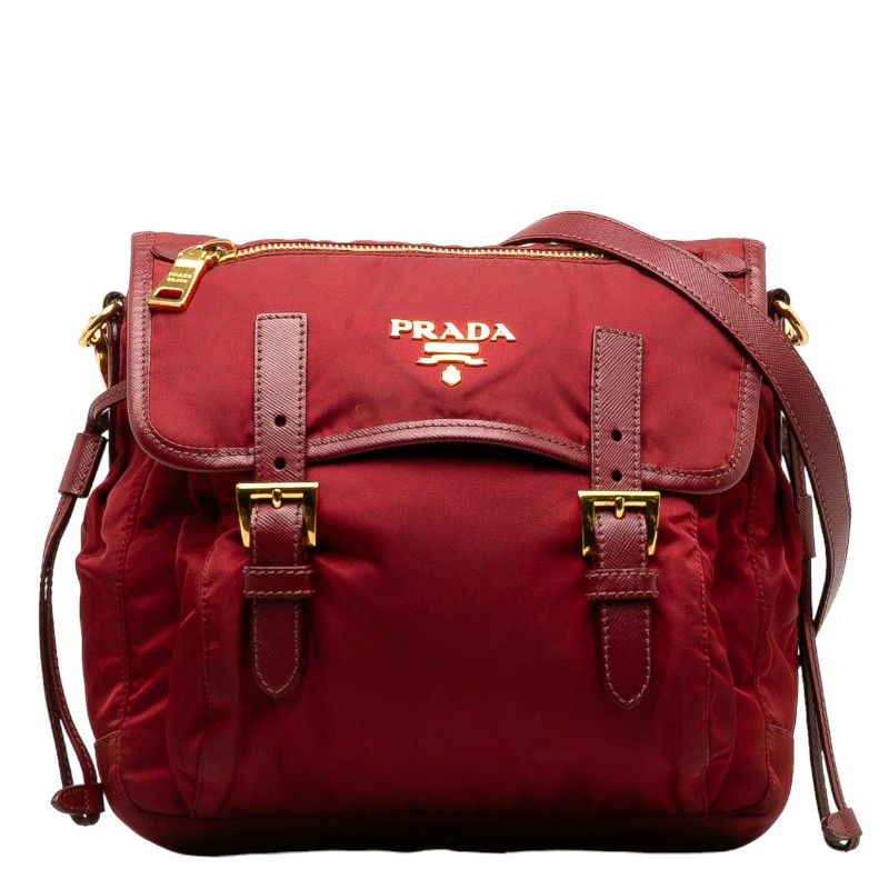 image of Prada Tessuto Messenger Bag in Rose Gold, Women's