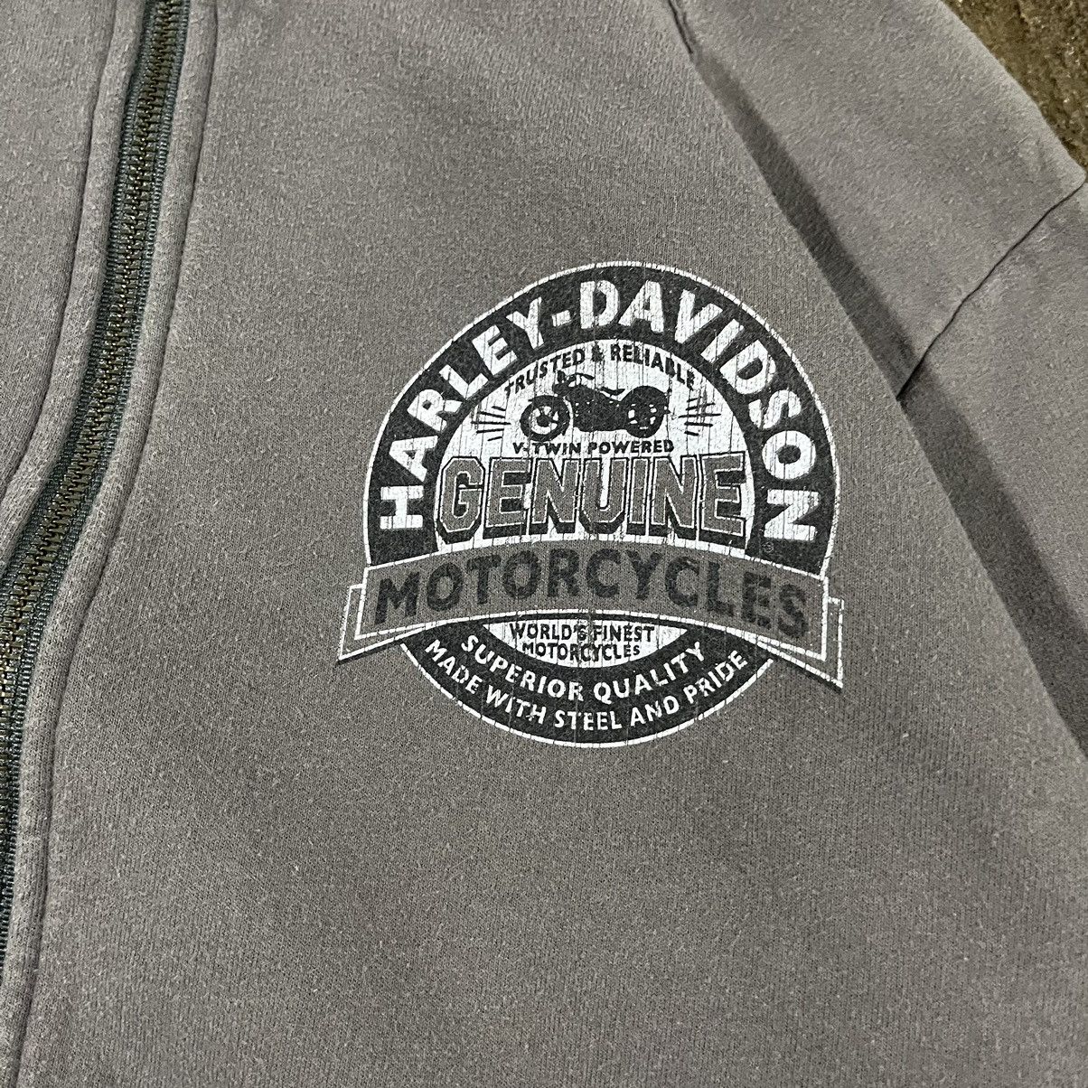 Harley Davidson × Vintage Vintage Harley Davidson Full Zip-Up Biker Grunge Sweatshirt Size US L / EU 52-54 / 3 - 6 Thumbnail