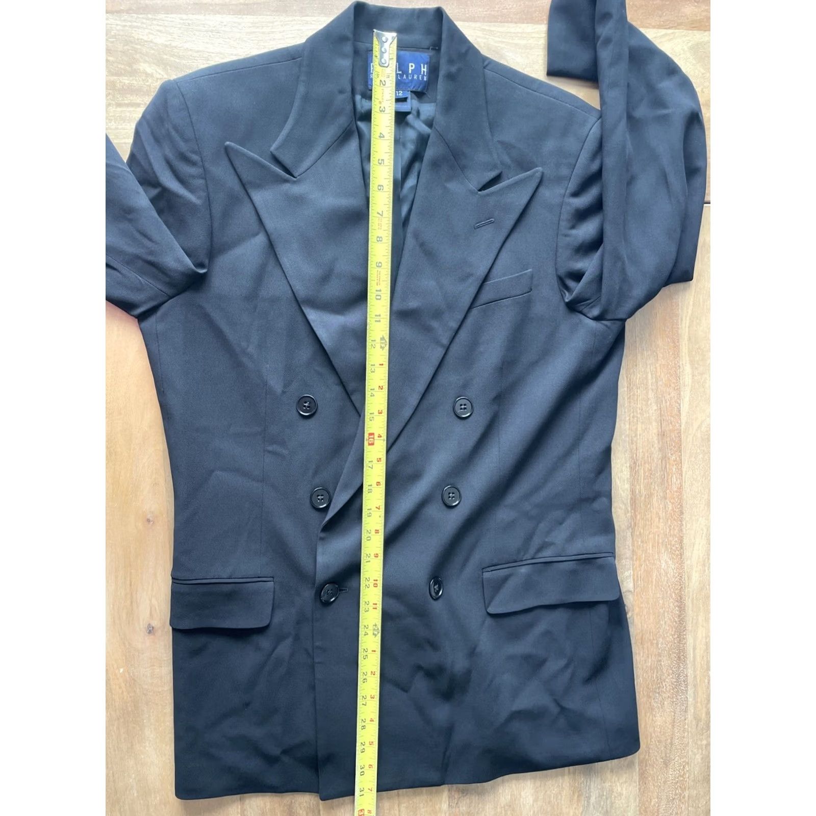 Ralph Lauren VINTAGE Ralph Lauren Blazer Womens Size 12 Black Wool/Rayon Double-Breasted Six-Button Jacket Coat Size XL / US 12-14 / IT 48-50 - 7 Thumbnail
