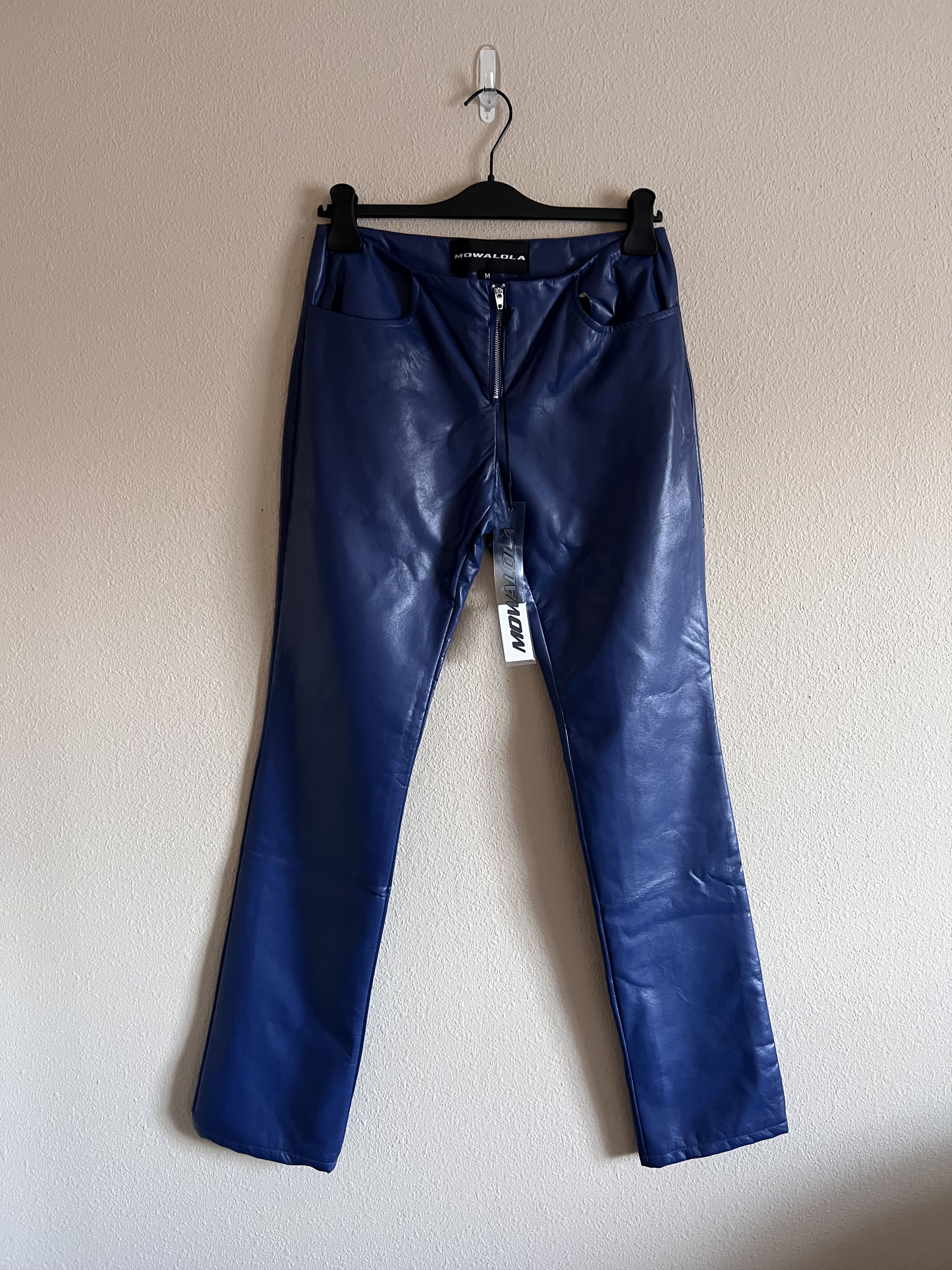 Pre-owned Mowalola Faux Leather Pants In Blue