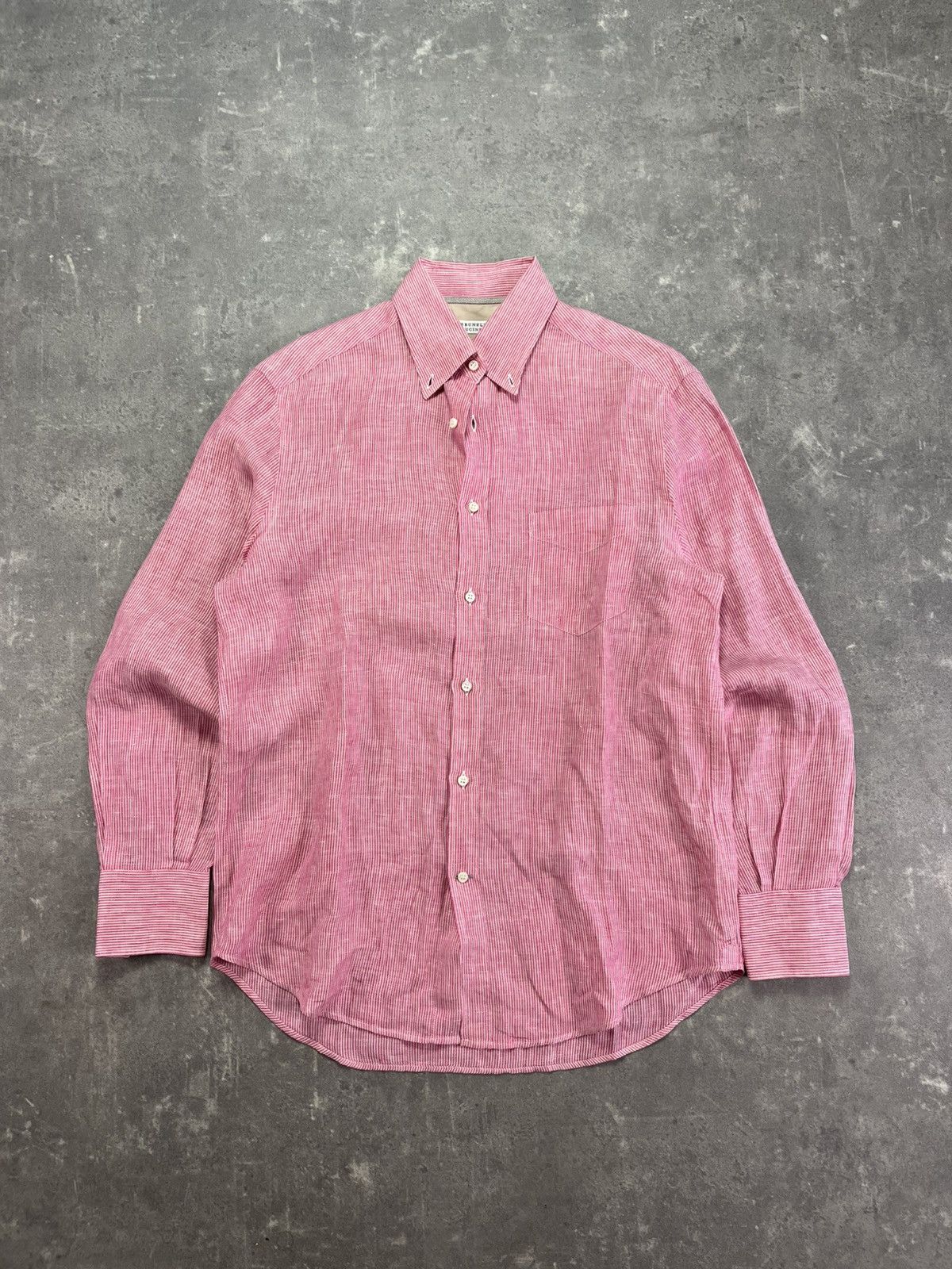 Brunello Cucinelli 100% Linen Brunello Cucinelli Striped Pinstripe Shirt M Size US M / EU 48-50 / 2 - 1 Thumbnail