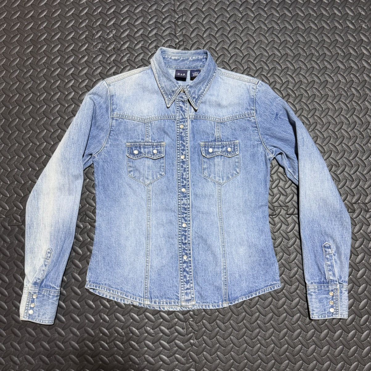 Gap GAP Pearl Snap Denim Button Down Shirt Western Ombre XS Size XS / US 0-2 / IT 36-38 - 1 Thumbnail