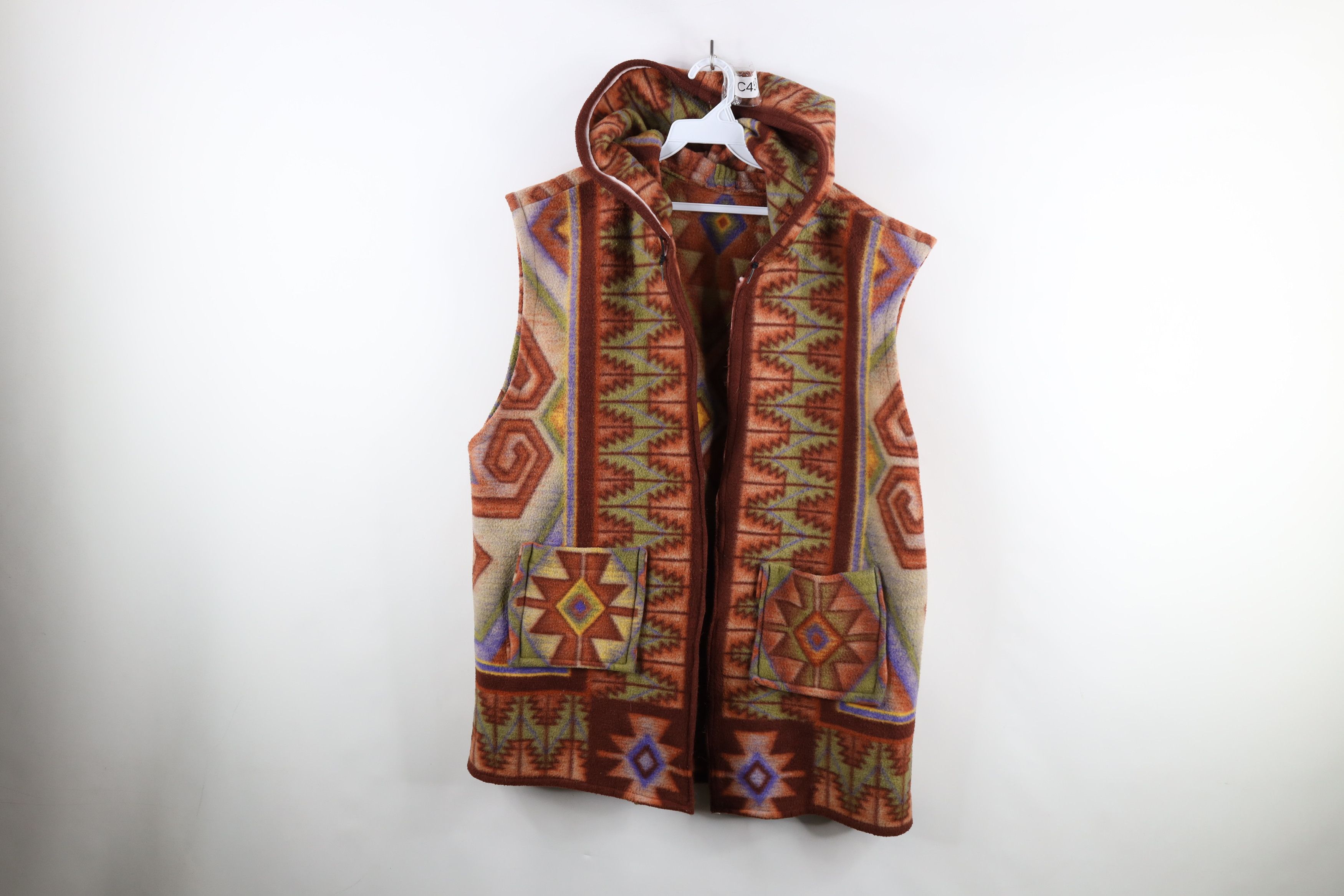 Vintage Vintage 90s Streetwear Southwestern Hooded Cardigan Vest Size XXL / US 16-18 / IT 52-54 - 1 Thumbnail