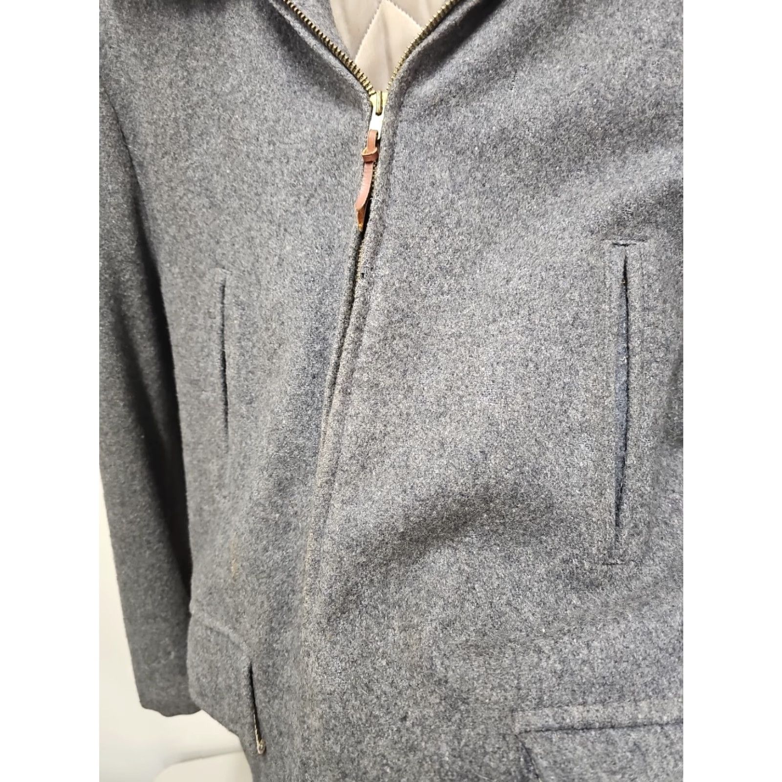 J Brand VINTAGE Buck Skein Brand Wool Thermalized Coat Jacket Outdoor 38 Gray 1950s Rockabilly Mens Size US XXS / EU 40 - 6 Thumbnail