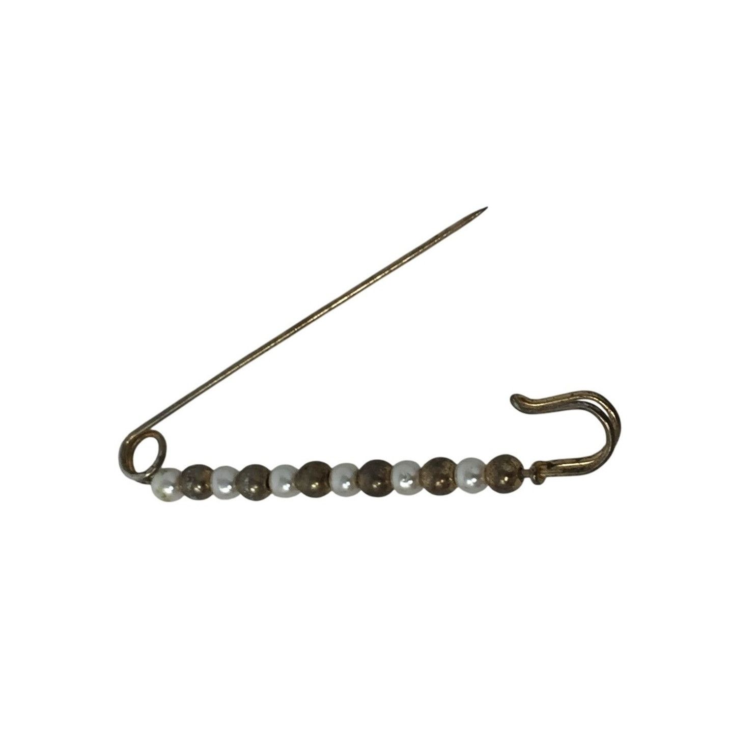 Other Vintage Large Beaded Metal Safety Pin Size ONE SIZE - 1 Thumbnail