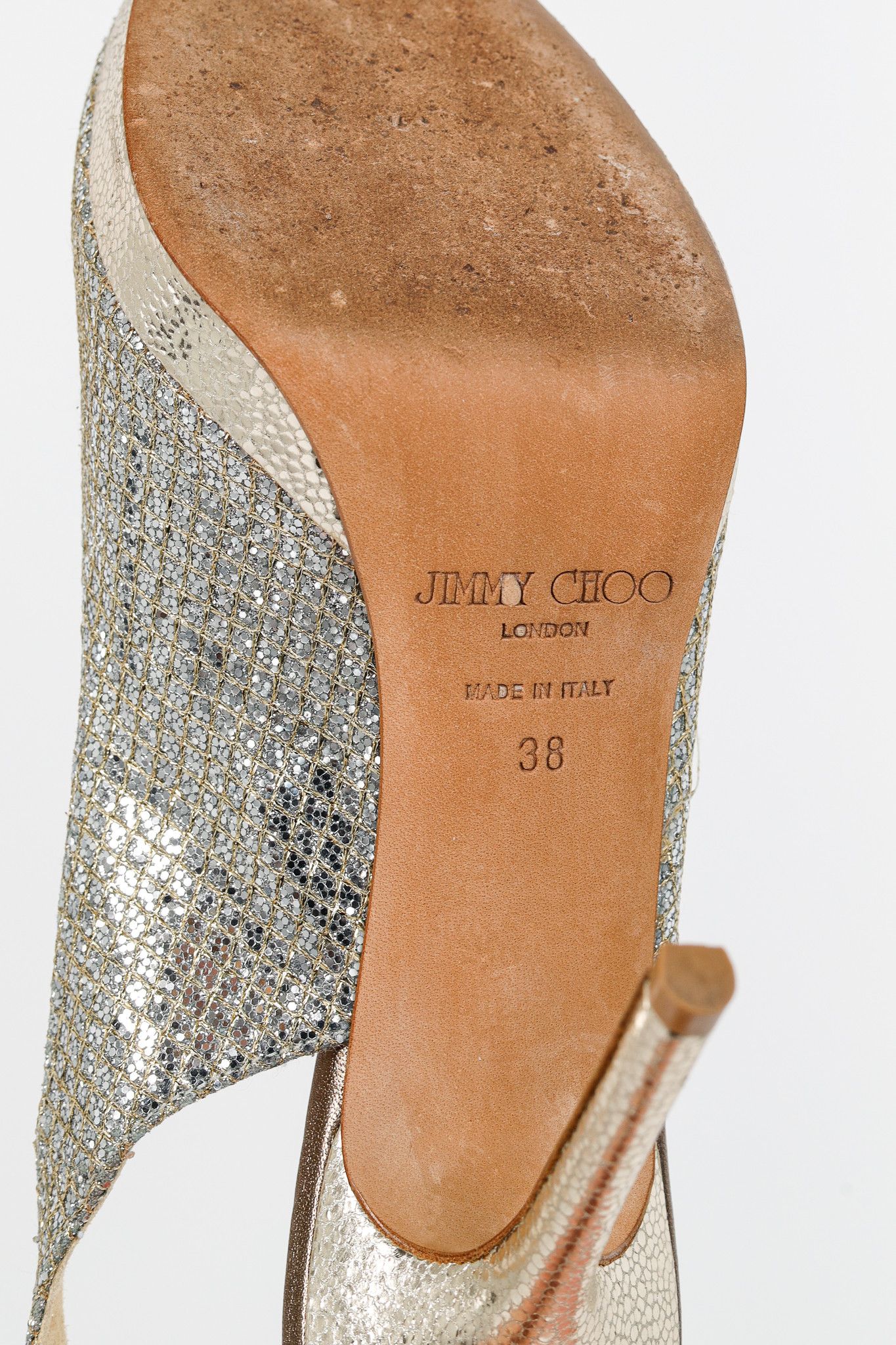 Jimmy Choo Jimmy Choo Nova Glitter Fabric Slingback Peep-Toe Pumps Size US 7.5 / IT 37.5 - 5 Thumbnail