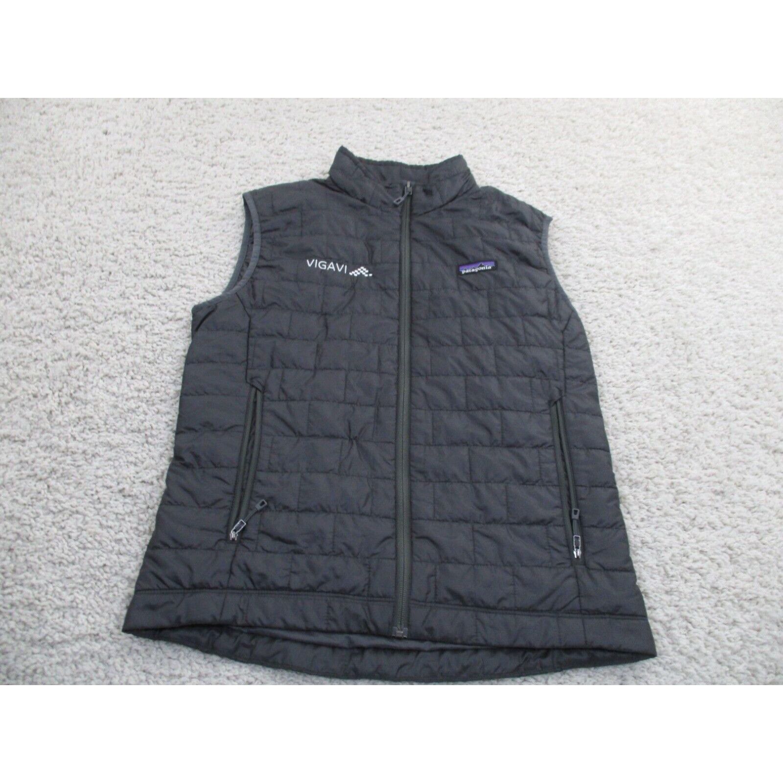 image of Patagonia Vest Mens Small Gray Nano Puff Quilted Primaloft Full Zip Logo Outdoor in White