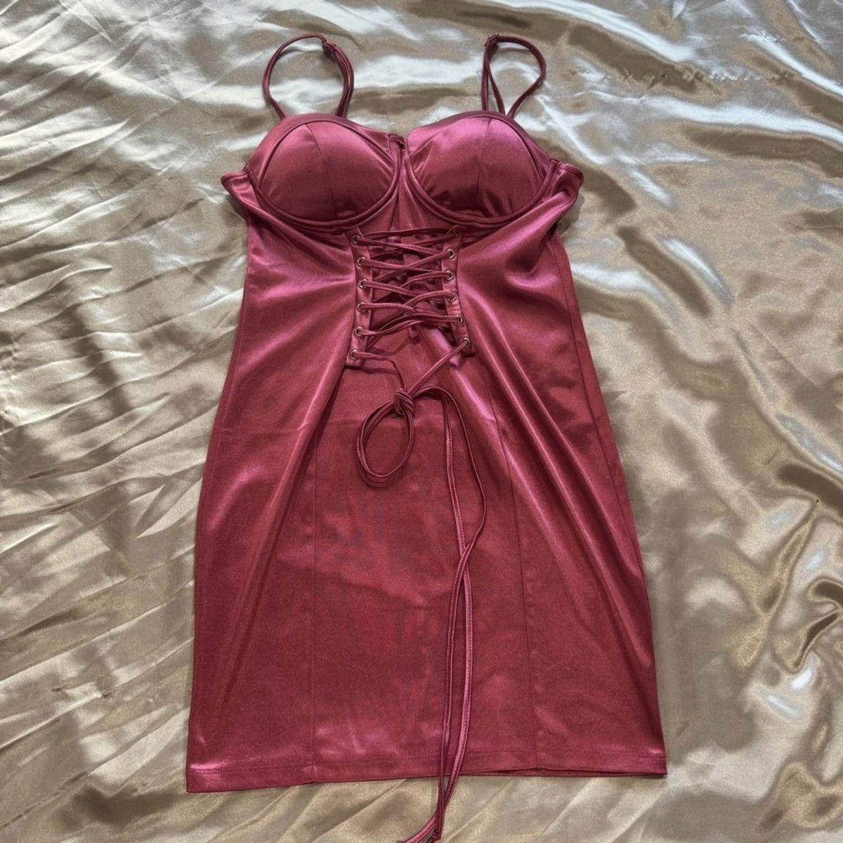 Forever 21 Pink Satin Corset Mini Dress Size S / US 4 / IT 40 - 2 Thumbnail