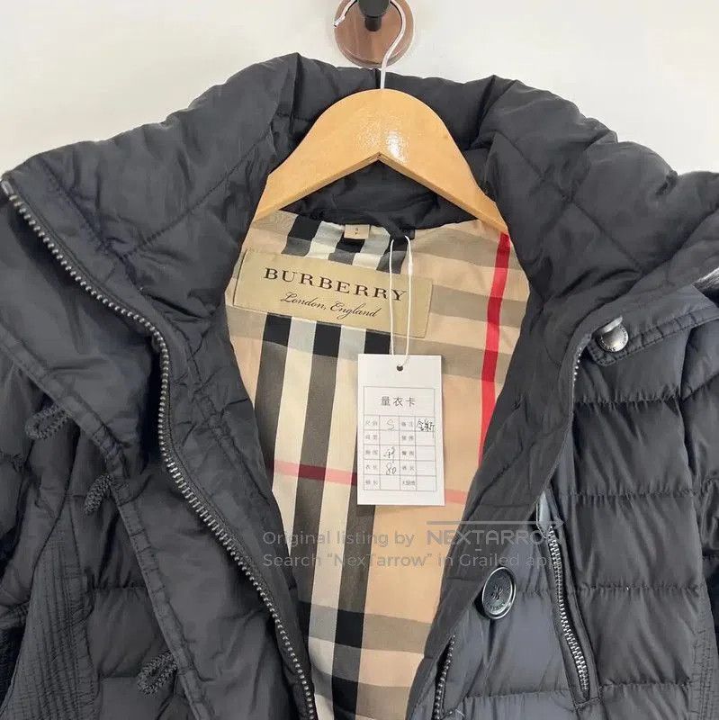 Burberry Black Nylon Mid-Length Down Jacket.