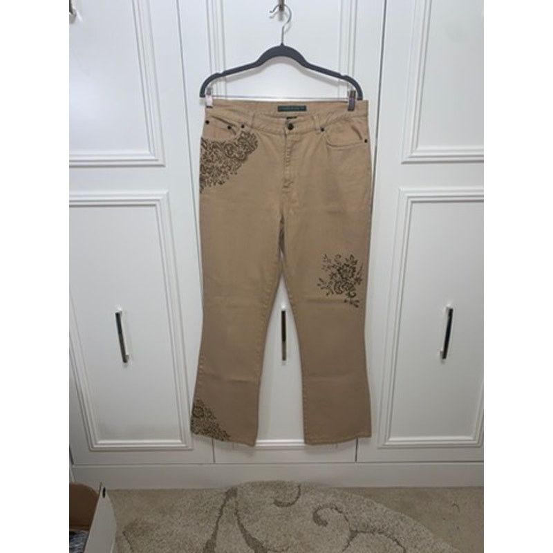 Lauren Ralph Lauren Lauren Ralph Lauren Women's Beige Floral Bootcut Jeans Size 32" / US 10 / IT 46 - 1 Thumbnail