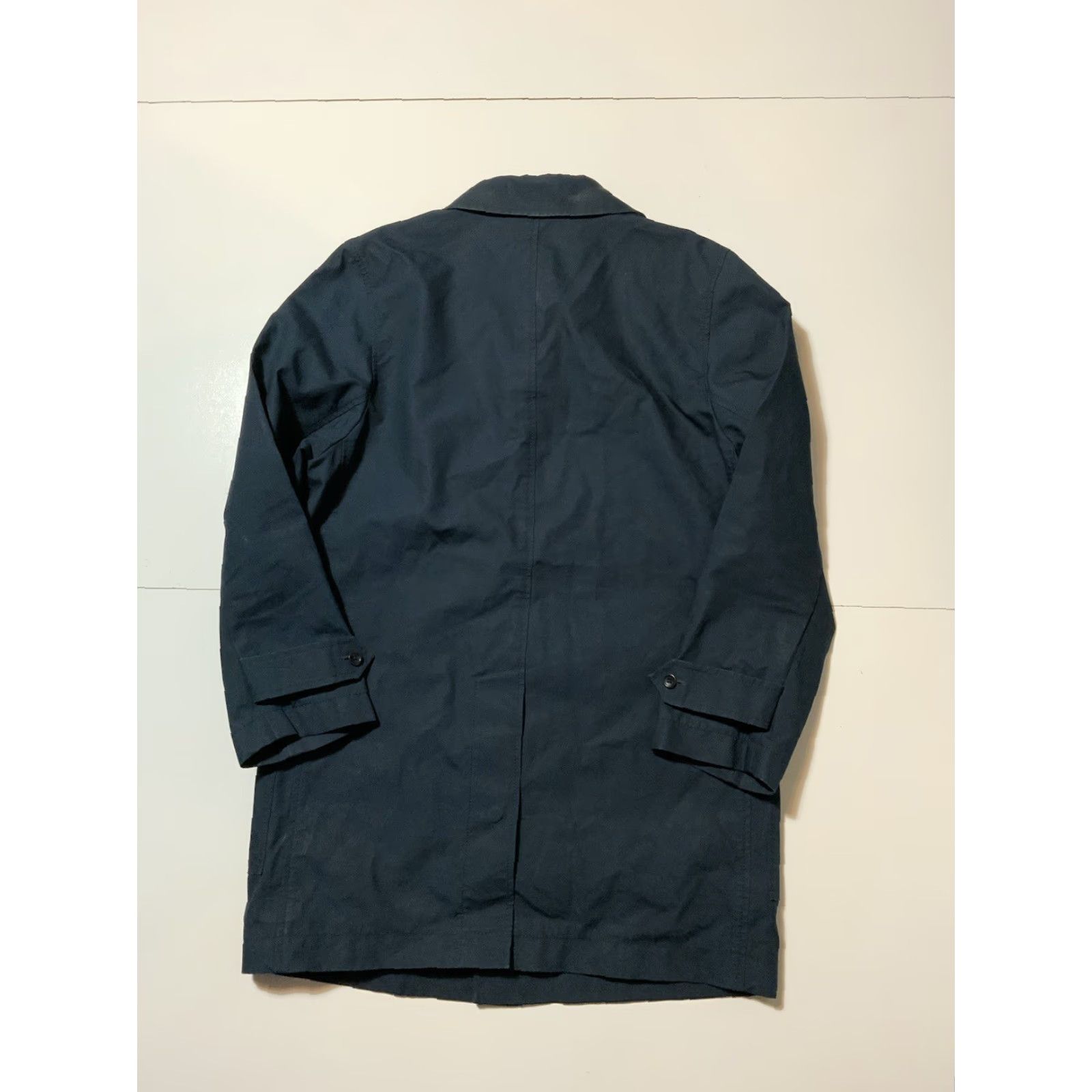 Gap VINTAGE Brooklyn Tailors X Gap X GQ Collection Navy Blue Bonded Mac Classic Coat Sz. S Mens Regular Blue Coat Bonds Mac Cotton 90s? Size US S / EU 44-46 / 1 - 3 Thumbnail