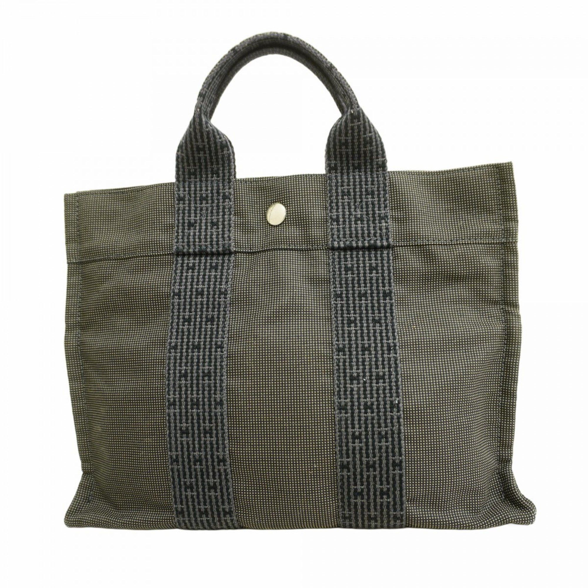 Hermes Tote Bag Air Line Pm Canvas Grey Men's Women's