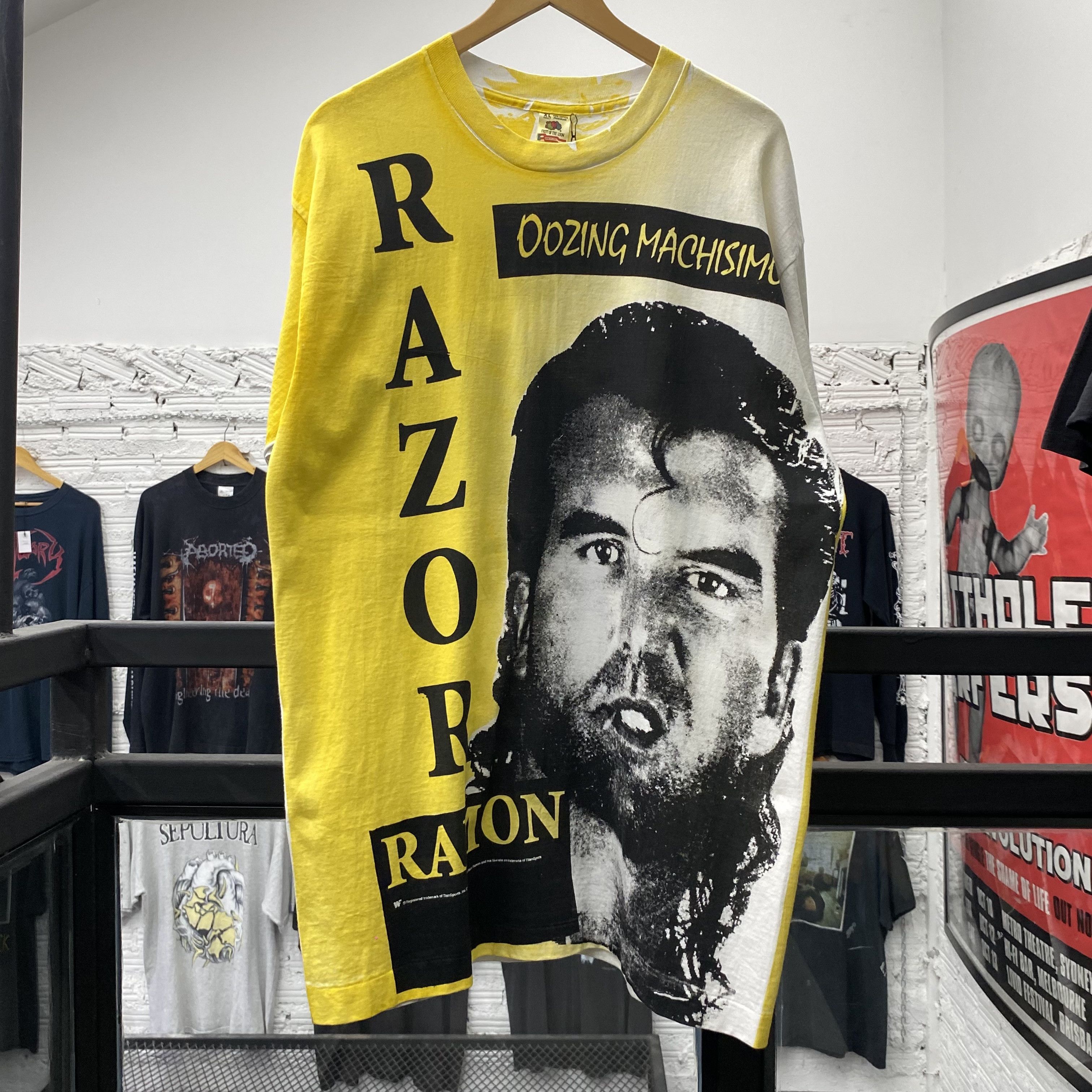 WWF RAZOR RAMON Rare WWF Vintage 1993 All Overprint Shirt Size US XL / EU 56 / 4 - 2 Thumbnail
