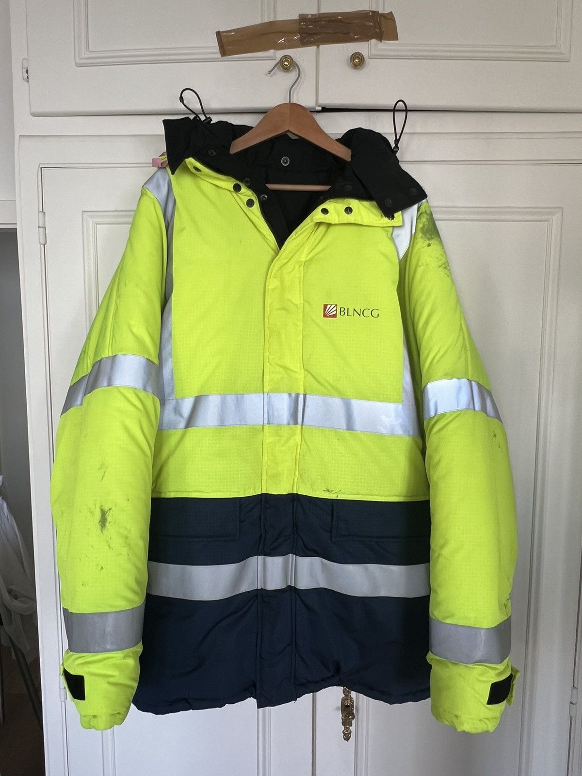 image of Balenciaga Security Jacket Distressed Sample in Yellow, Men's (Size Small)