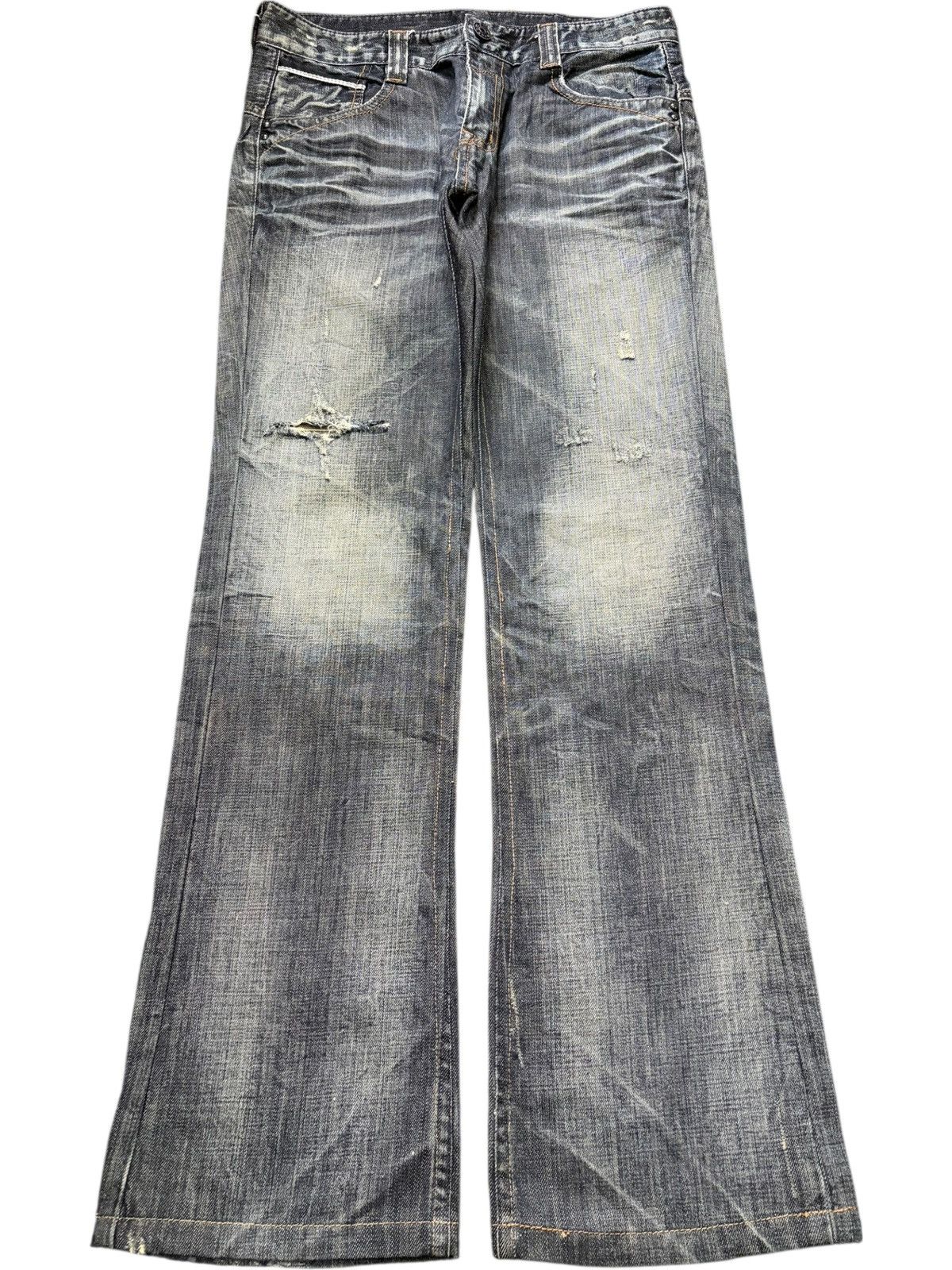 Tornado Mart Vintage Japanese Brand Faded Wash Distress Flare Jeans Size 31" - 1 Thumbnail
