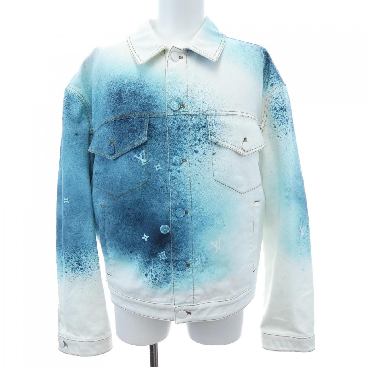 Louis Vuitton Louis Vuitton Louis Vuitton LV Spray Denim Jacket Textile Outerwear HOA10WU14 DUTY FREE for USA Size ONE SIZE - 1 Thumbnail