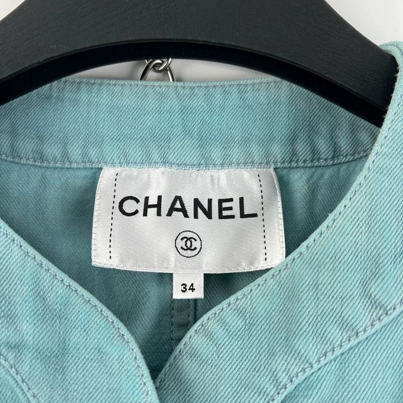 Chanel Chanel Blue camellia brooch denim jacket Size XXS / US 00 / IT 34 - 4 Thumbnail
