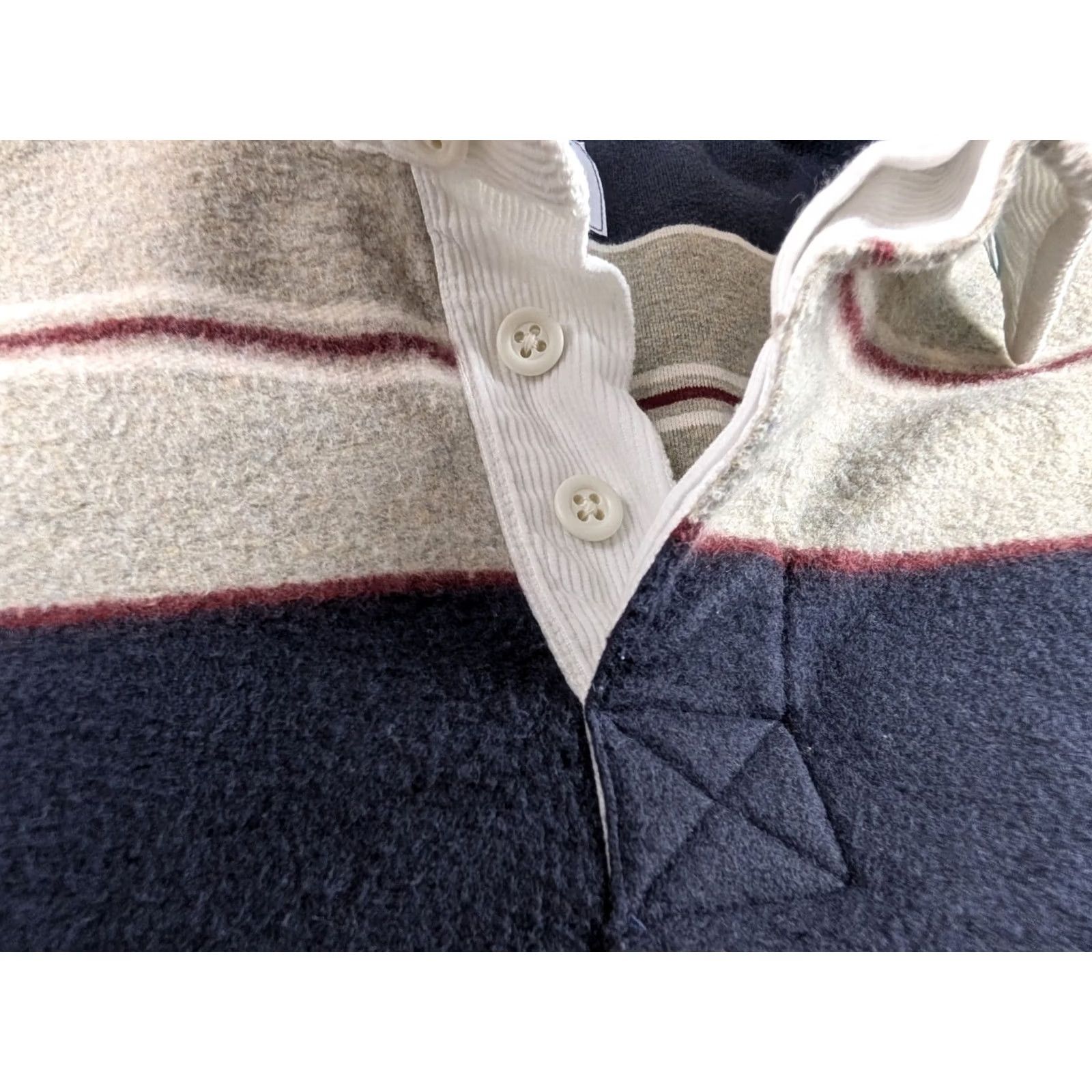 Old Navy Old Navy Polo Shirt Rugby Gray Men's L Corduroy Collar Striped Long Sleeve Polo with Buttoned Collar Cotton Blend N/A Size US L / EU 52-54 / 3 - 4 Thumbnail