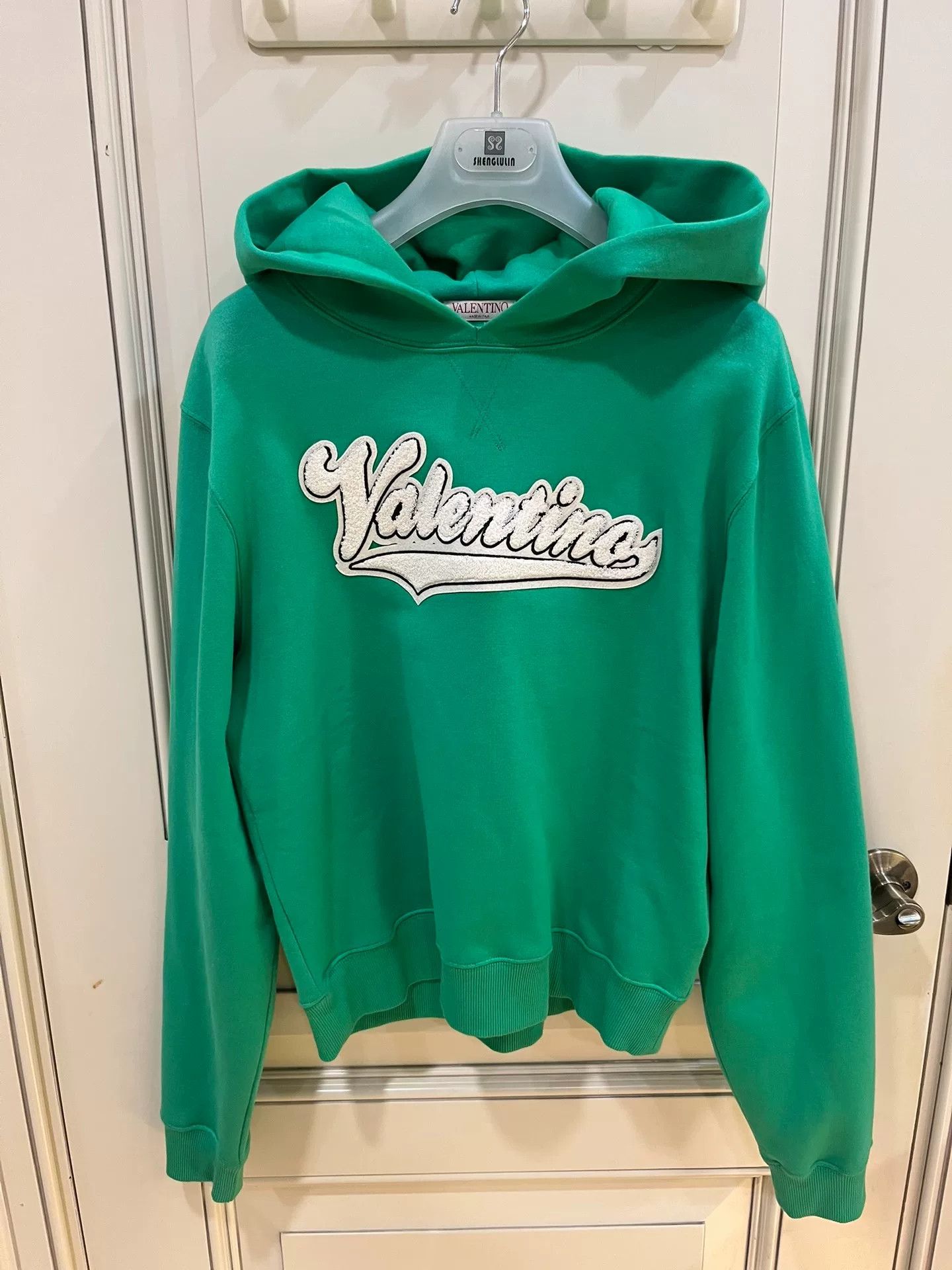 Valentino Green Cropped Hoodie Sweatshirt