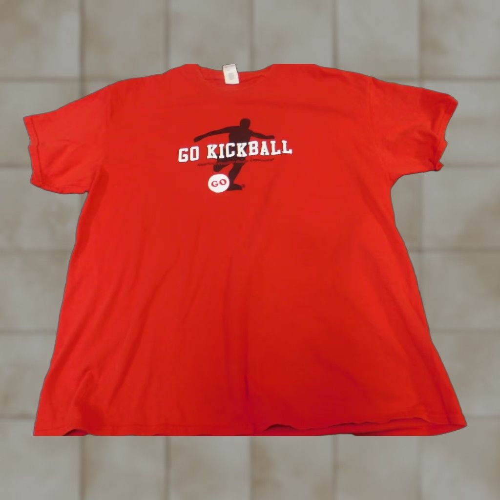 Gildan Gildan Mens T Shirt XL Red Logo Atlanta Go kickball 90s Theme Colorful Graphic Size US XL / EU 56 / 4 - 1 Thumbnail